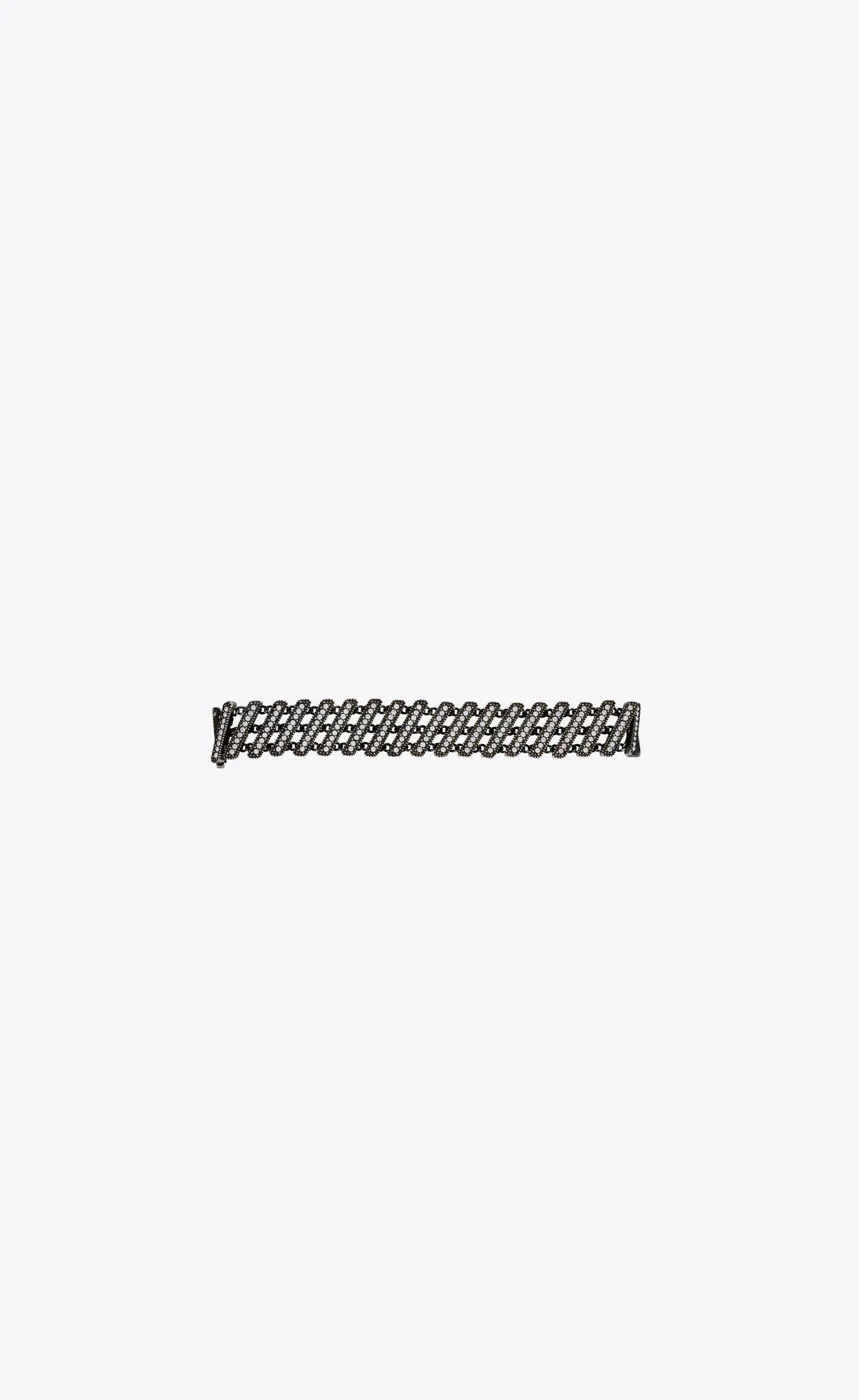 Saint Laurent Paris o1s1wg110325 Size: M / 693600 Baguette Rhinestone Bracelet Size ONE SIZE - 1 Thumbnail
