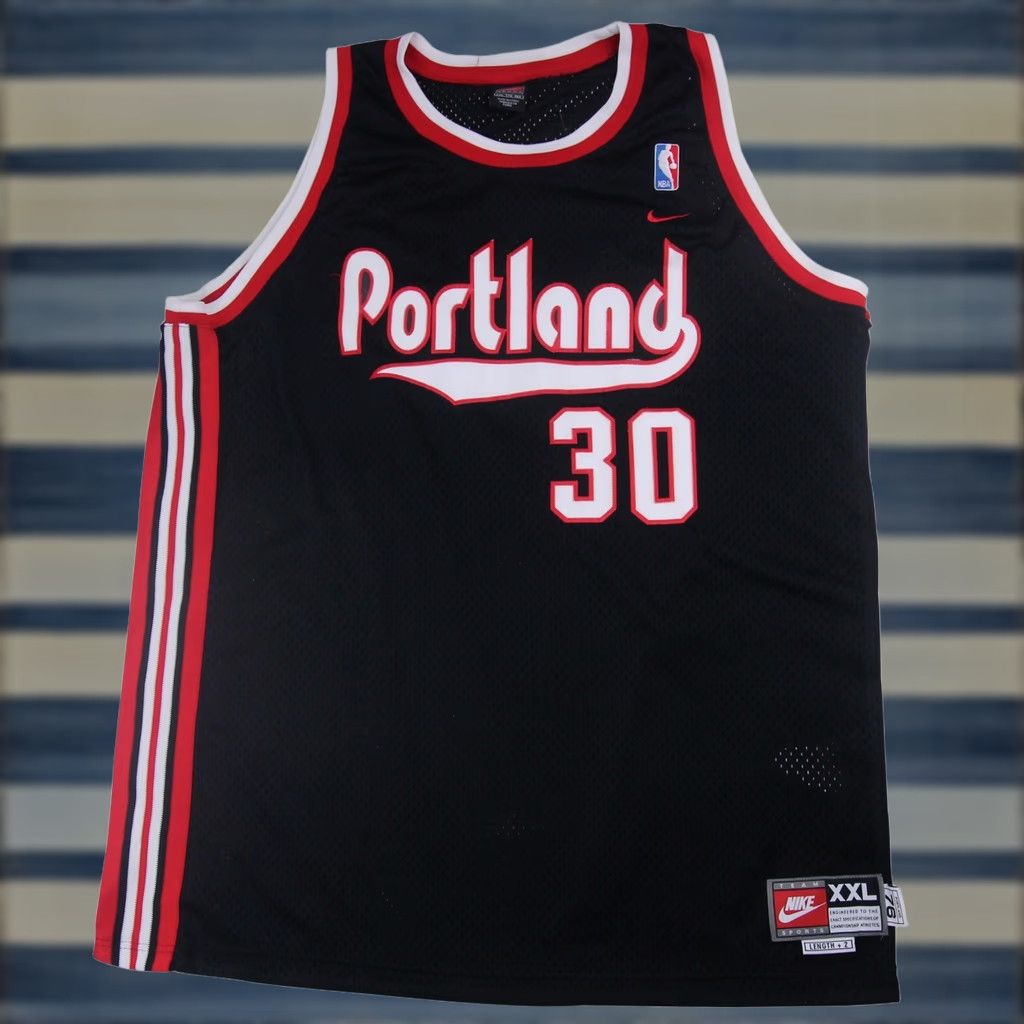Nike VINTAGE Nike Portland Trail Blazers Rasheed Wallace #30 Rewind Jersey T-Shirt XXL Black Mens Size US XXL / EU 58 / 5 - 1 Thumbnail
