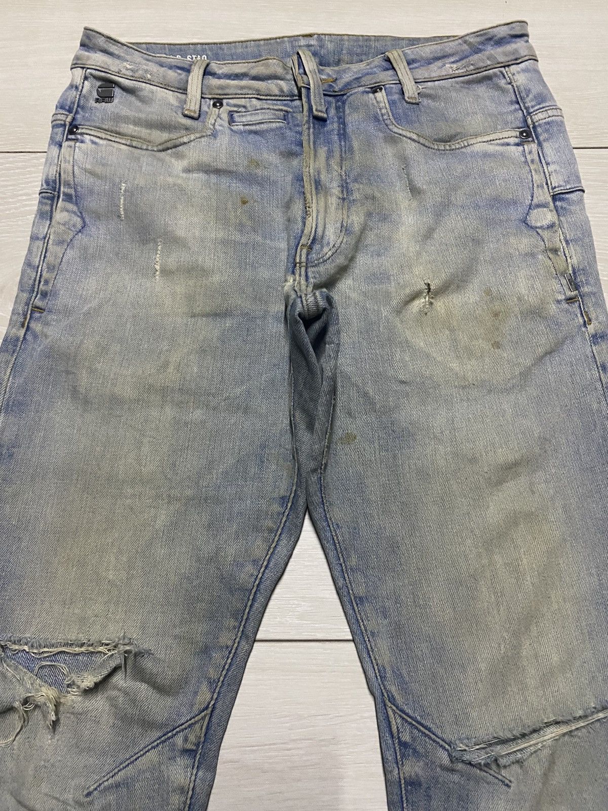 Raw State G Star Raw Multi Pocket Dirty Distressed Skinny Jeans Size US 31 - 3 Thumbnail