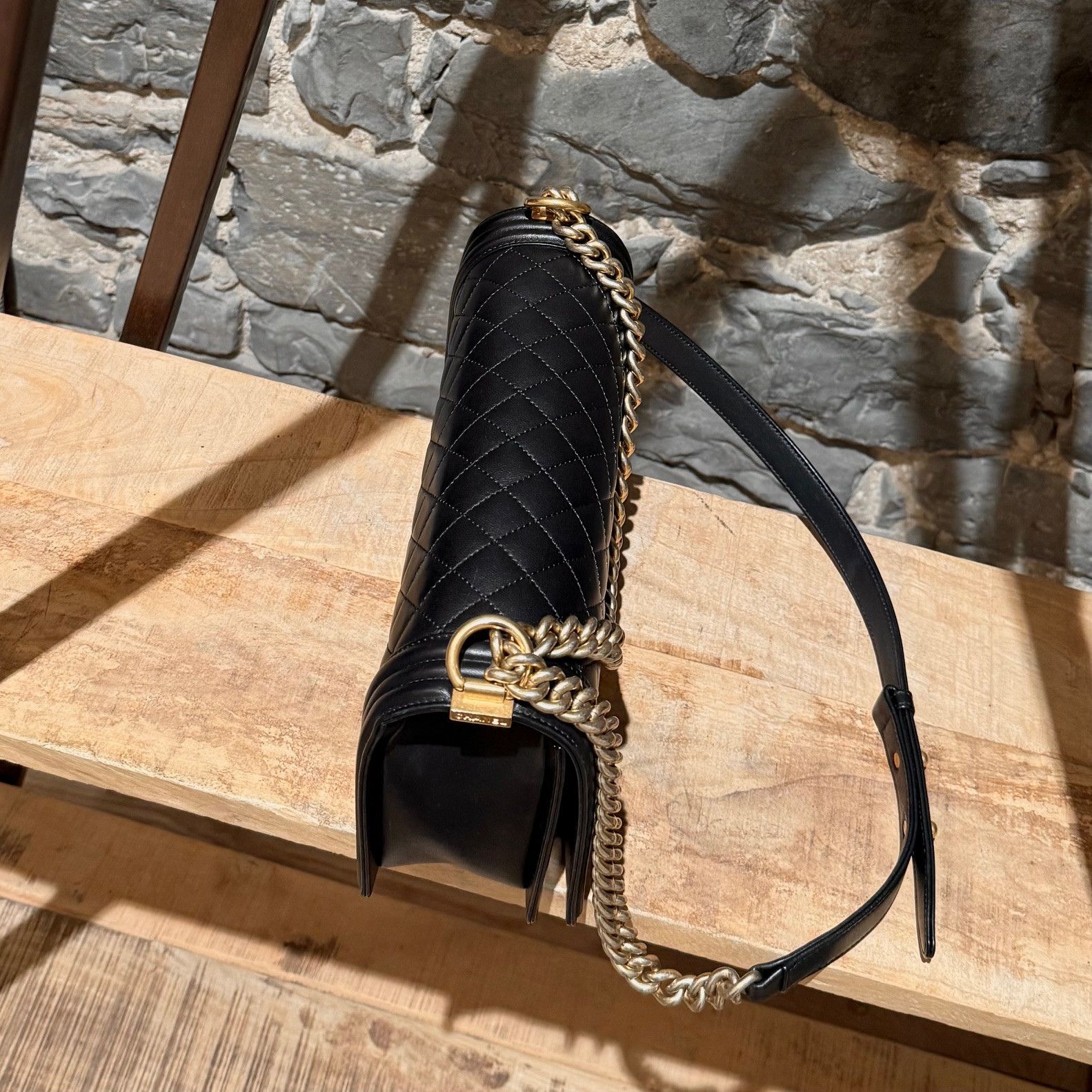 Chanel Chanel Black Lambskin GHW Large Boy Bag Size ONE SIZE - 9 Thumbnail