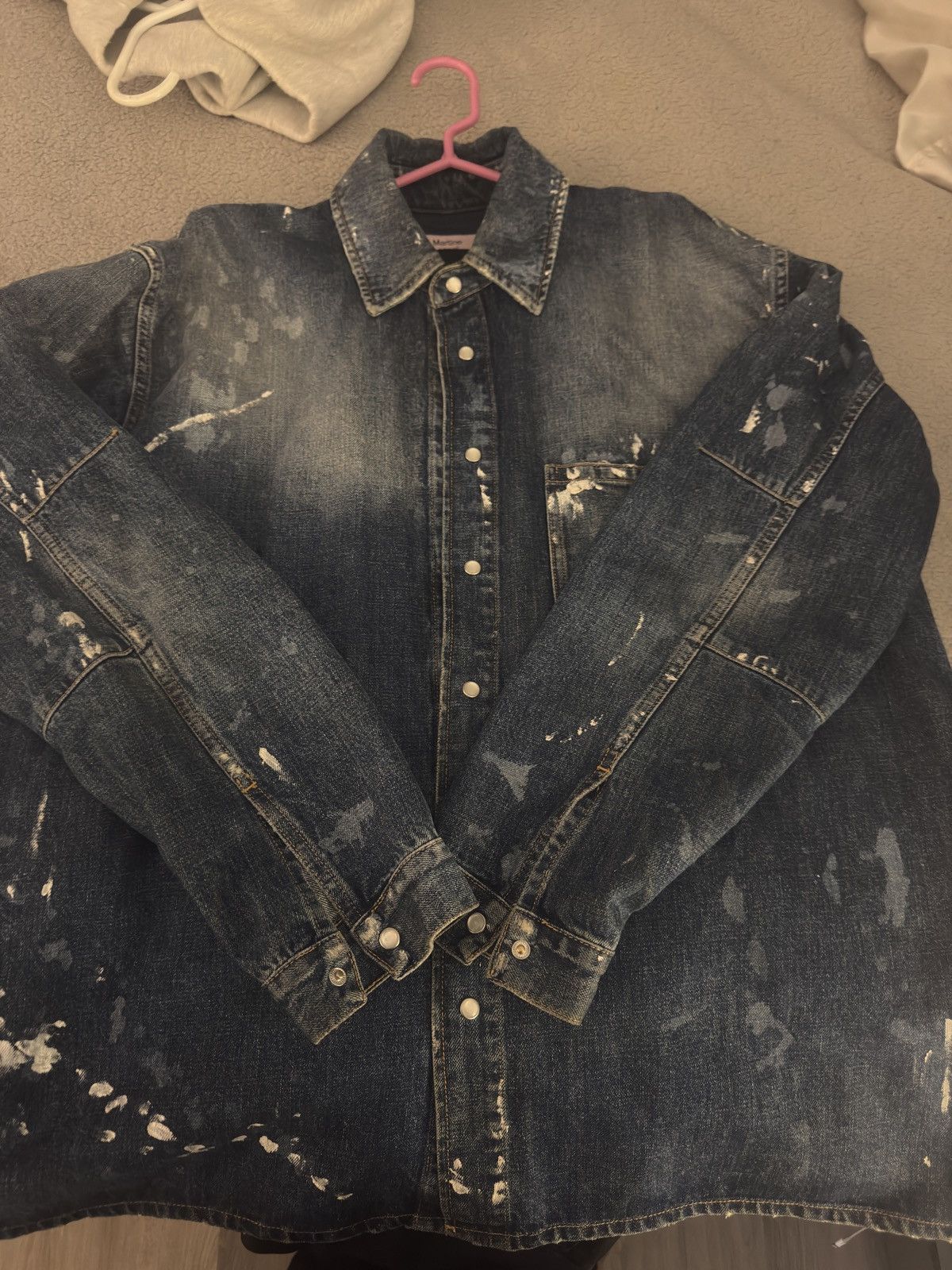 Martine Rose Denim Paint-Splattered Overshirt