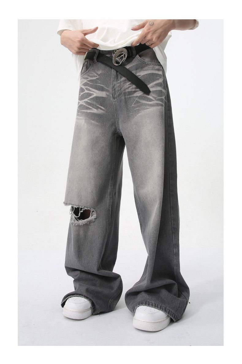 Japanese Brand High-street American retro washed straight-leg ripped jeans Size US 32 / EU 48 - 2 Thumbnail