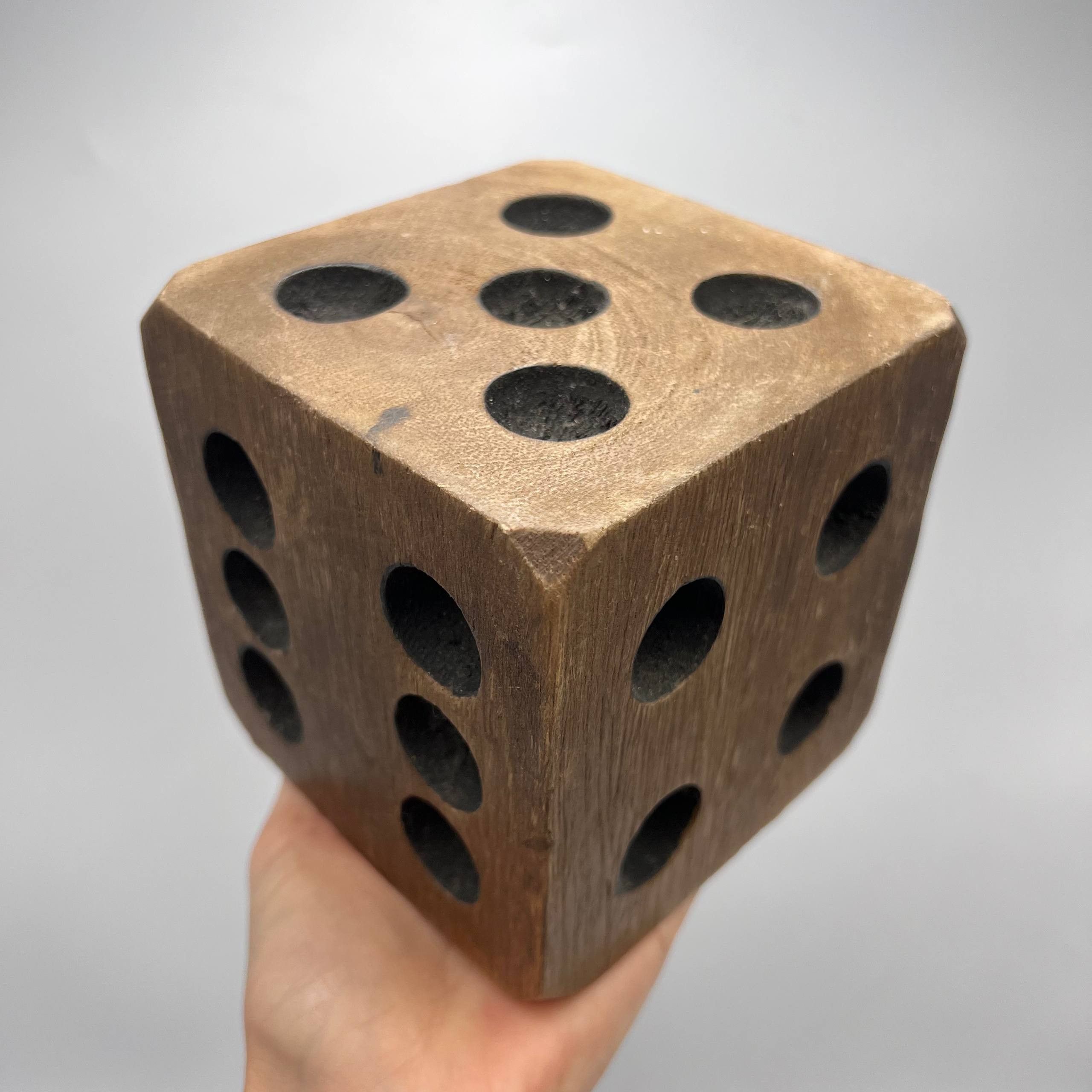 Vintage Handmade Large Wooden Dice Rustic Cube Decor Collectible Size ONE SIZE - 6 Thumbnail