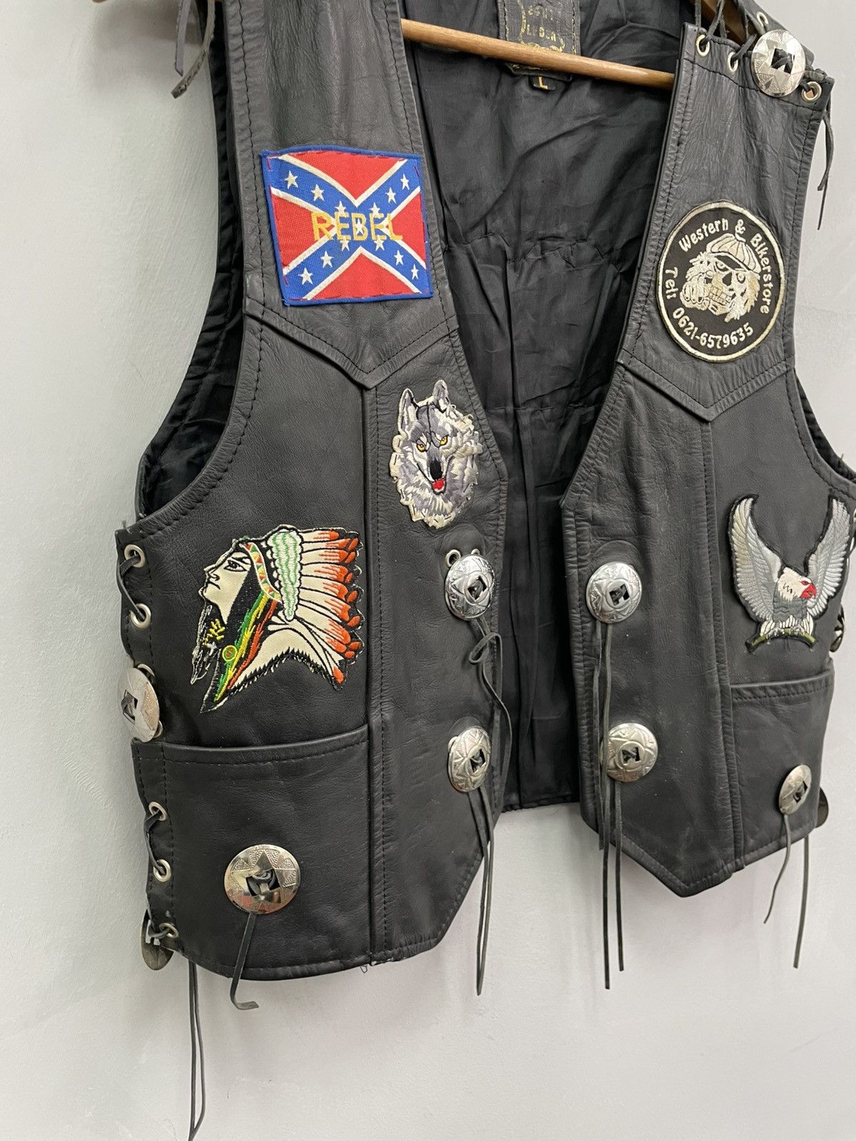 Vintage VINTAGE BIKER MOTO WESTERN Y2K LEATHER VEST JACKET Size US M / EU 48-50 / 2 - 5 Thumbnail