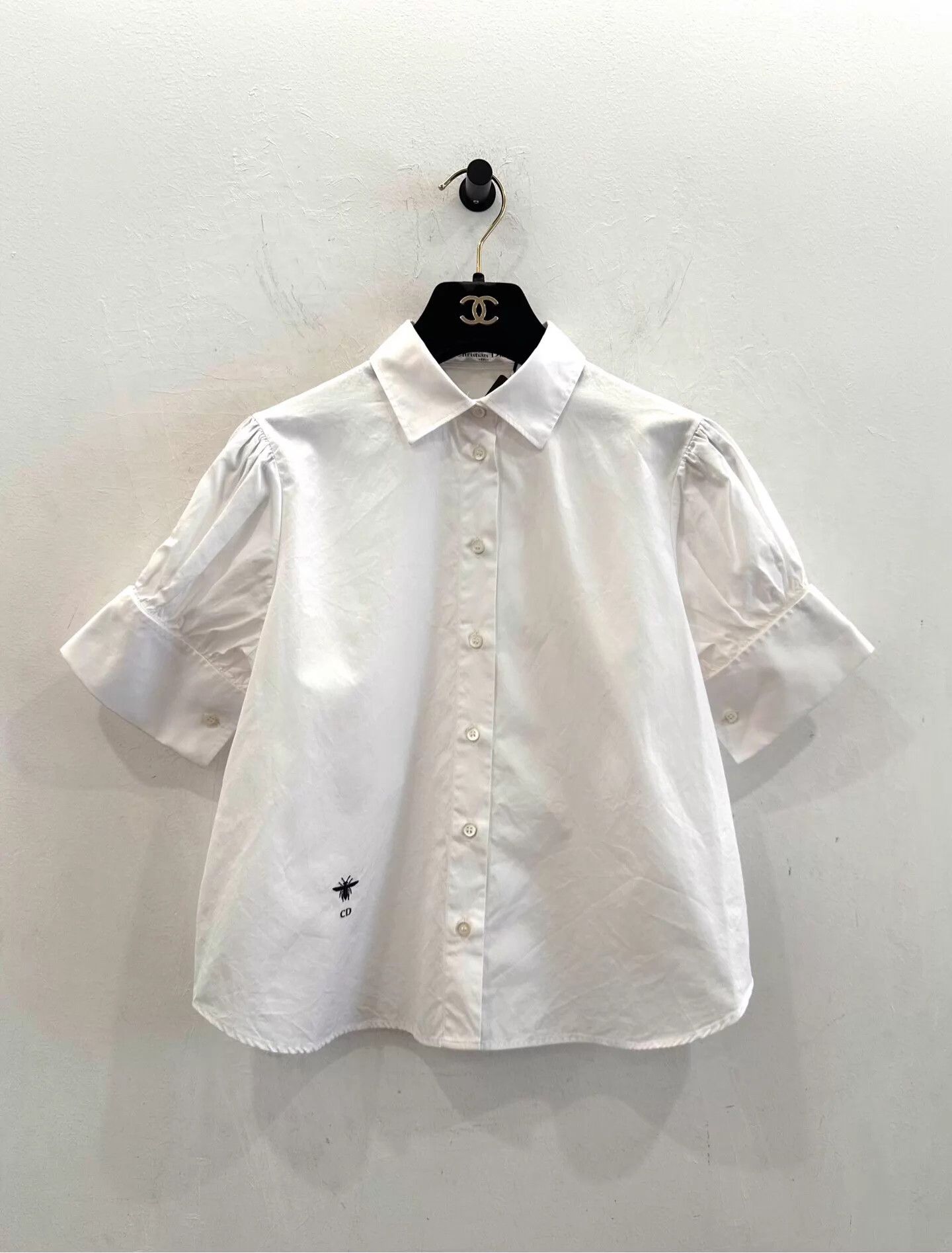 Dior Dior women's white puffed sleeves black bee embroidery shirt Size XXS / US 00 / IT 34 - 1 Thumbnail