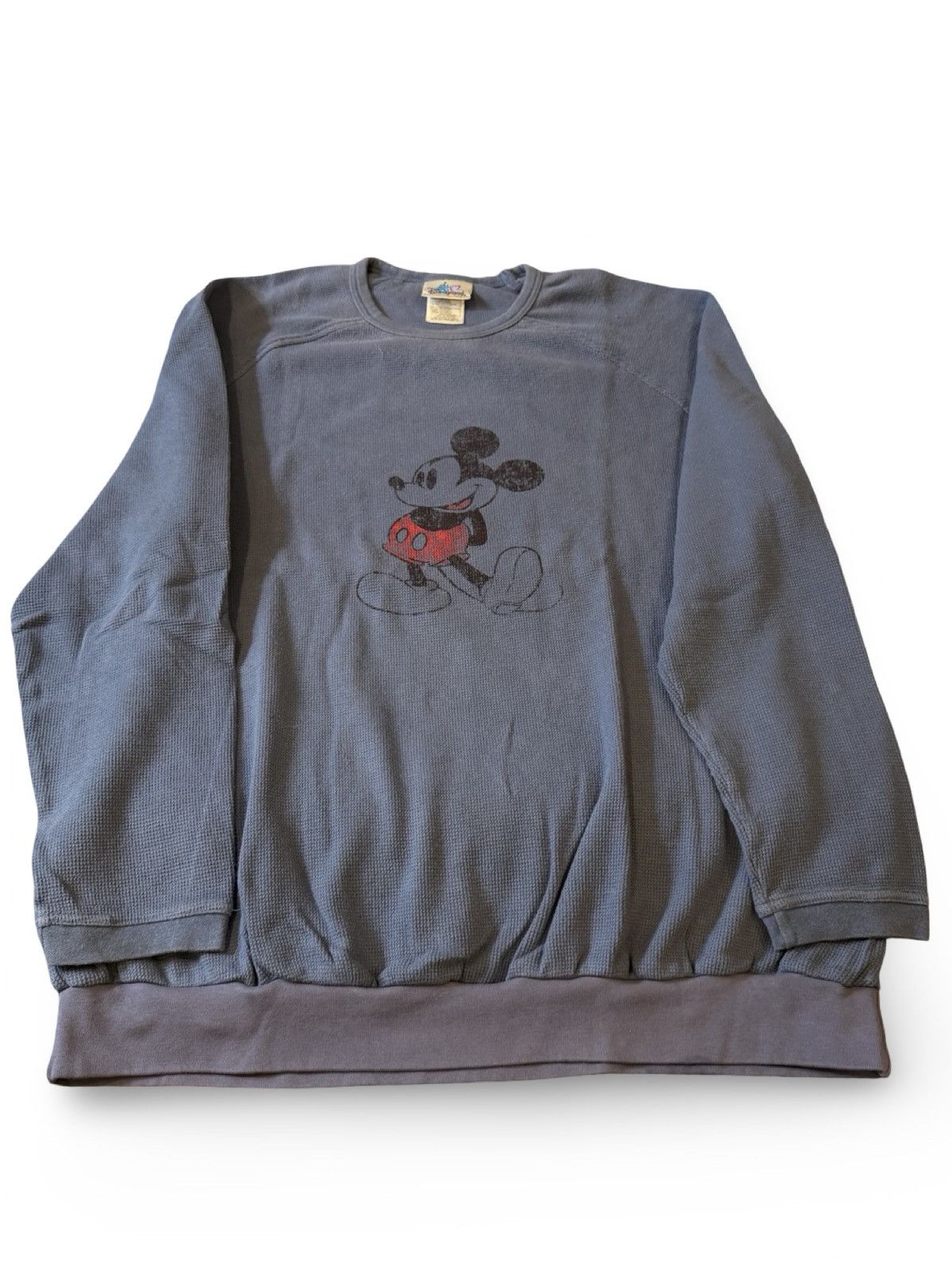 Disney Vintage 90’s Disney Mickey Mouse Blue Waffle Knit Thermal Size US XXL / EU 58 / 5 - 1 Thumbnail