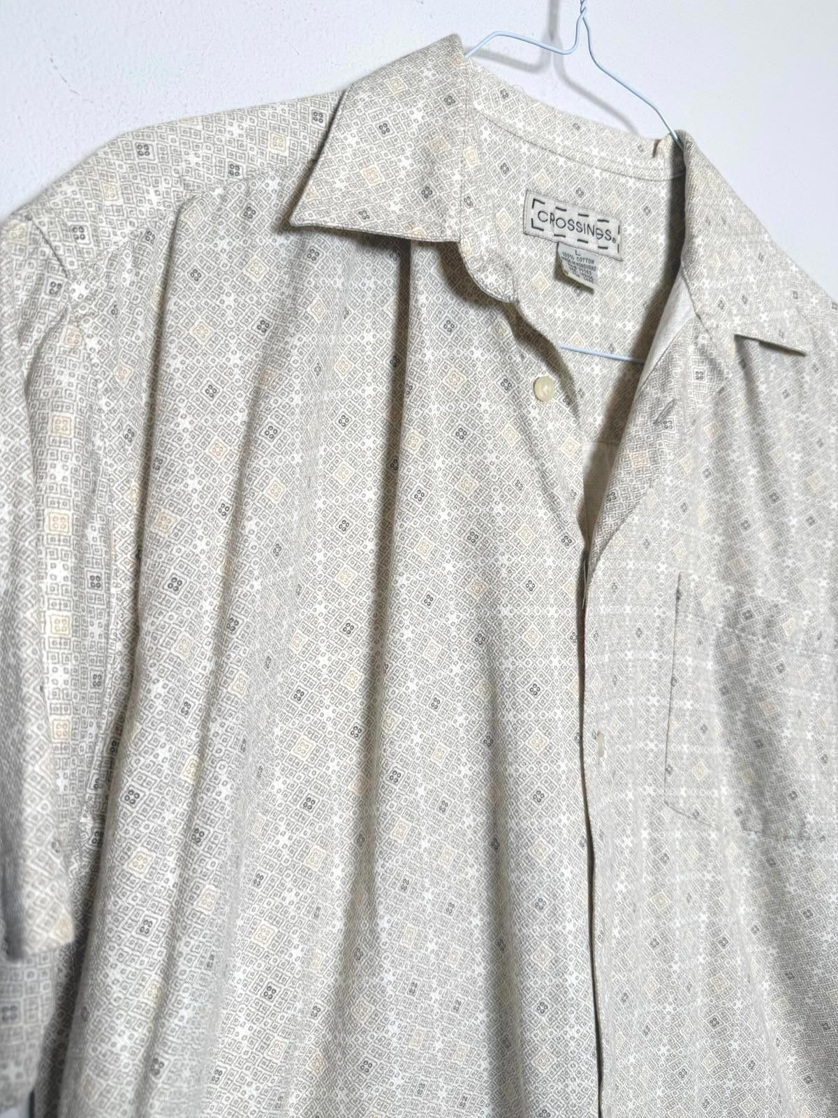 Other Vintage Cream Men's Short Sleeve Button-Up Shirt Size US L / EU 52-54 / 3 - 2 Thumbnail