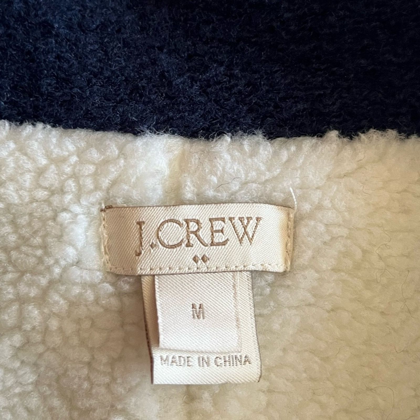 J.Crew × Vintage J. Crew Vest Navy Cream Sherpa Faux Fur Asymmetrical Zip M Size M / US 6-8 / IT 42-44 - 3 Thumbnail