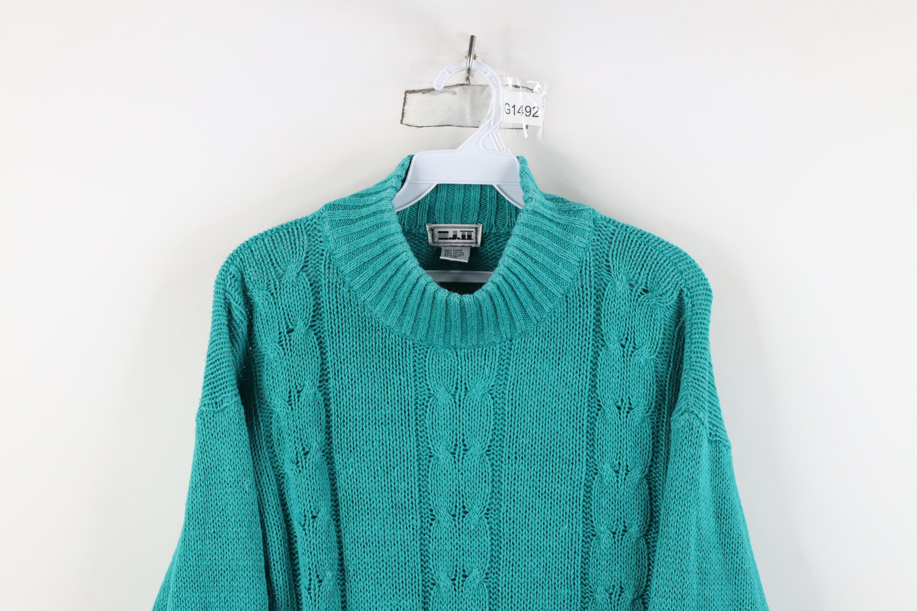 Vintage Vintage 90s Streetwear Chunky Cable Knit Mock Neck Sweater Size M / US 6-8 / IT 42-44 - 2 Thumbnail