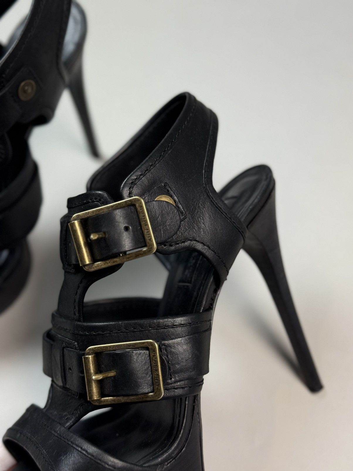 Burberry Burberry Black Leather Strappy Stiletto Buckle Heels Shoes Size US 10 / IT 40 - 11 Thumbnail