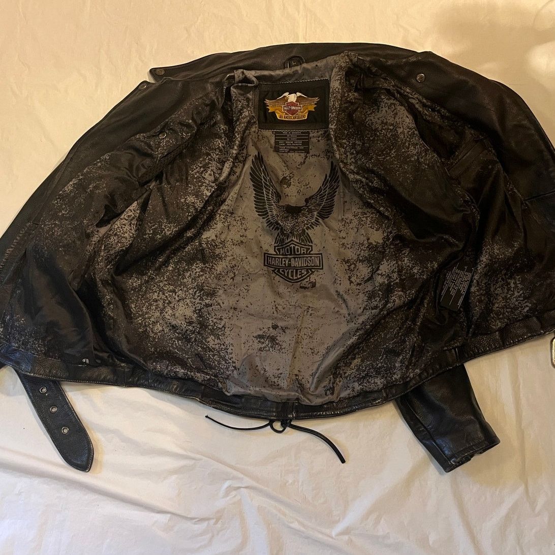 Harley Davidson Harley Davidson Leather Jacket Metal Bar & Shield - Size: L Size US L / EU 52-54 / 3 - 4 Thumbnail