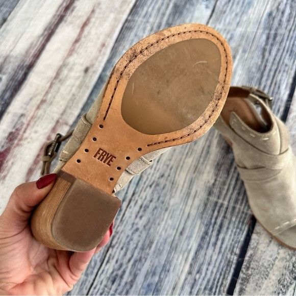 Frye Frye Dani Pickstitch Peep Toe Heeled Sandal Suede Leather Size US 7 / IT 37 - 6 Thumbnail