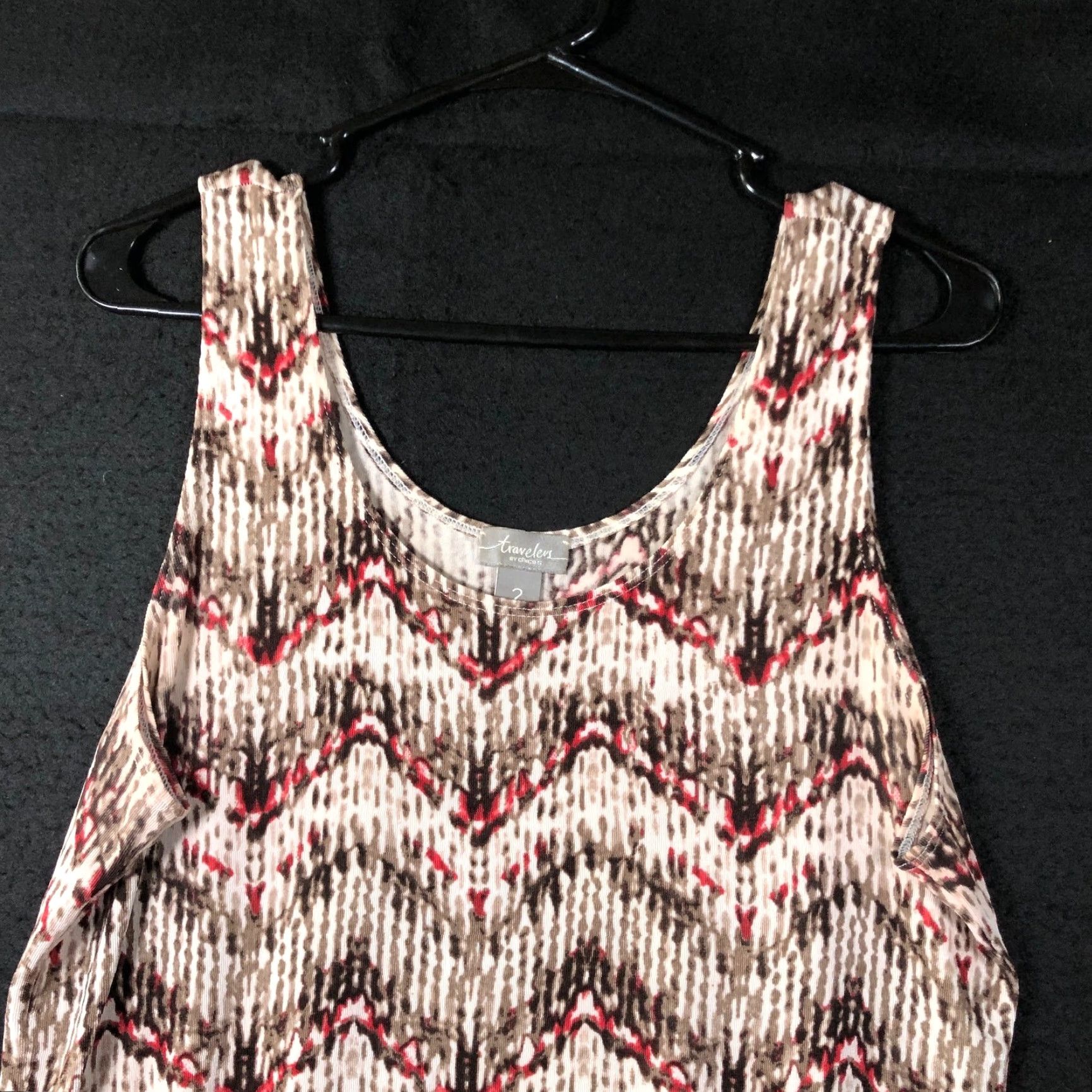 Vintage Chicos Travelers Womens Top Brown Red Zig Zag Halter Tank Stretch L Size L / US 10 / IT 46 - 2 Thumbnail