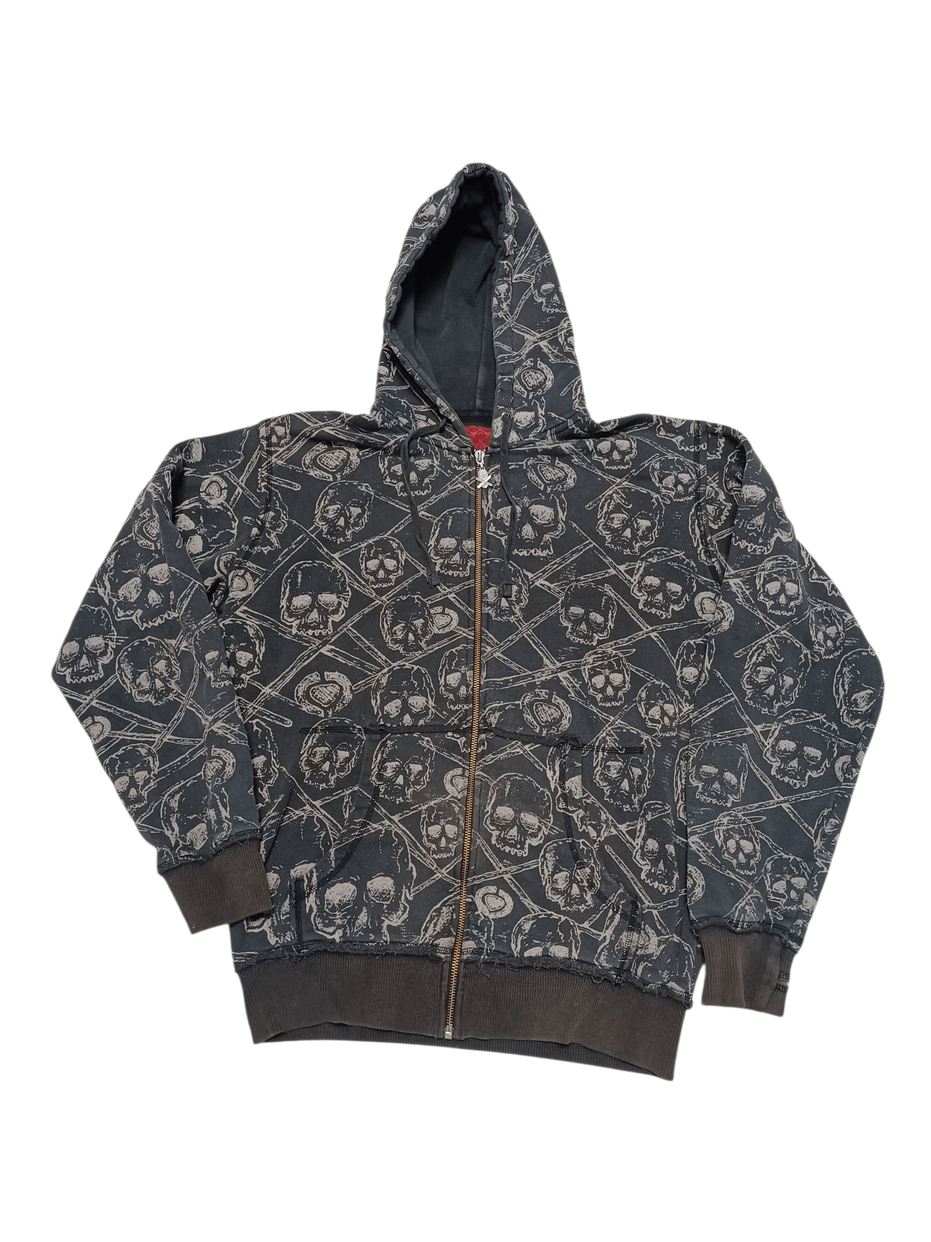 CIRCA VINTAGE SKULLS PRINT ALL OVER ME SK8 FIRE ZIP HOODIE