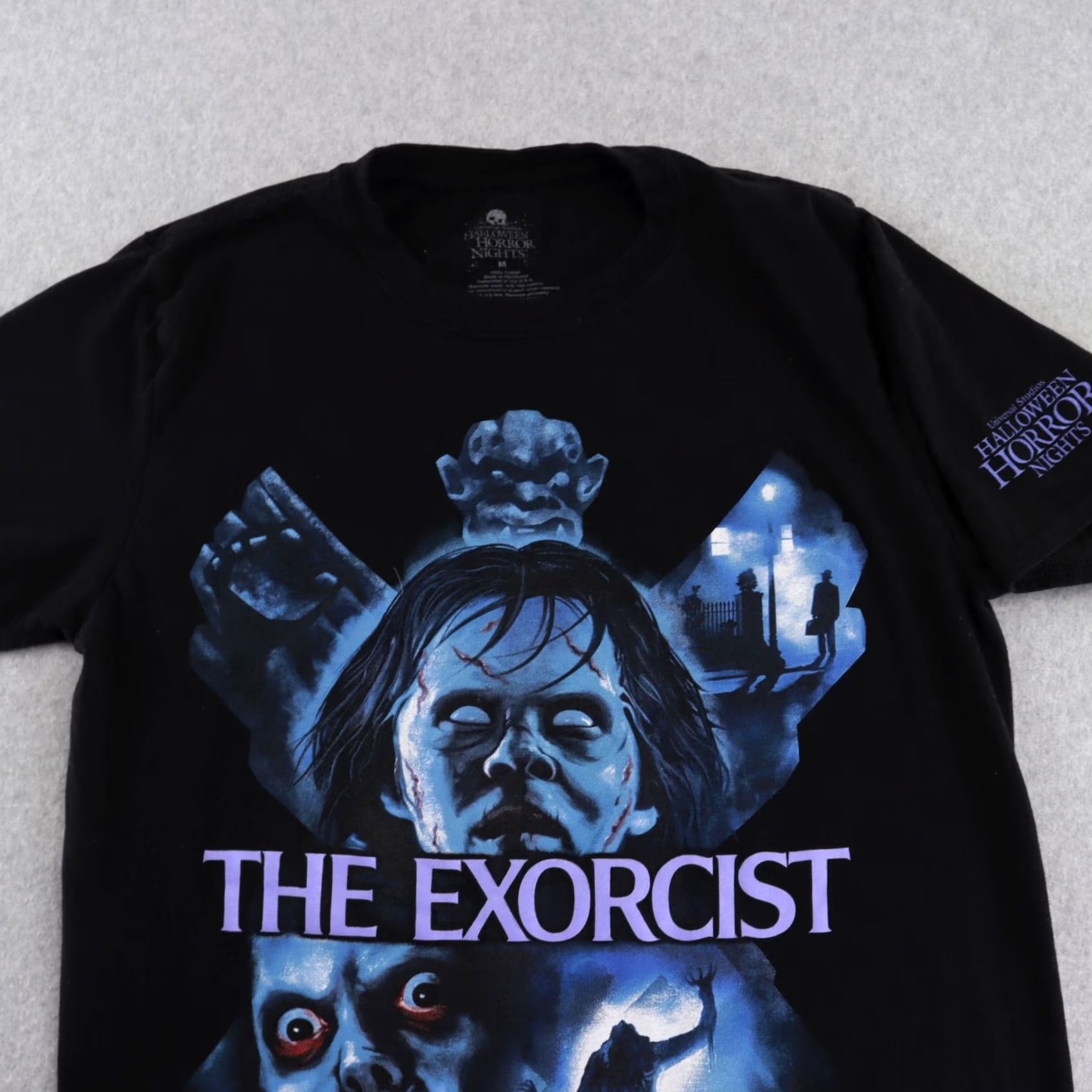 Vintage Halloween Horror Nights THE EXORCIST Graphic T-Shirt Crew Neck Adult Medium Black Mens Size US M / EU 48-50 / 2 - 6 Thumbnail