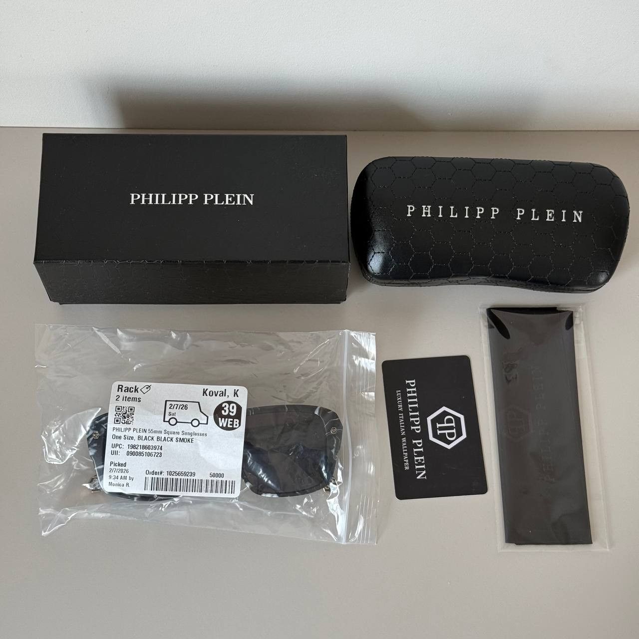Philipp Plein Philipp Plein Hexagon SPP081 Men’s Sunglasses Marble Black Size ONE SIZE - 2 Thumbnail