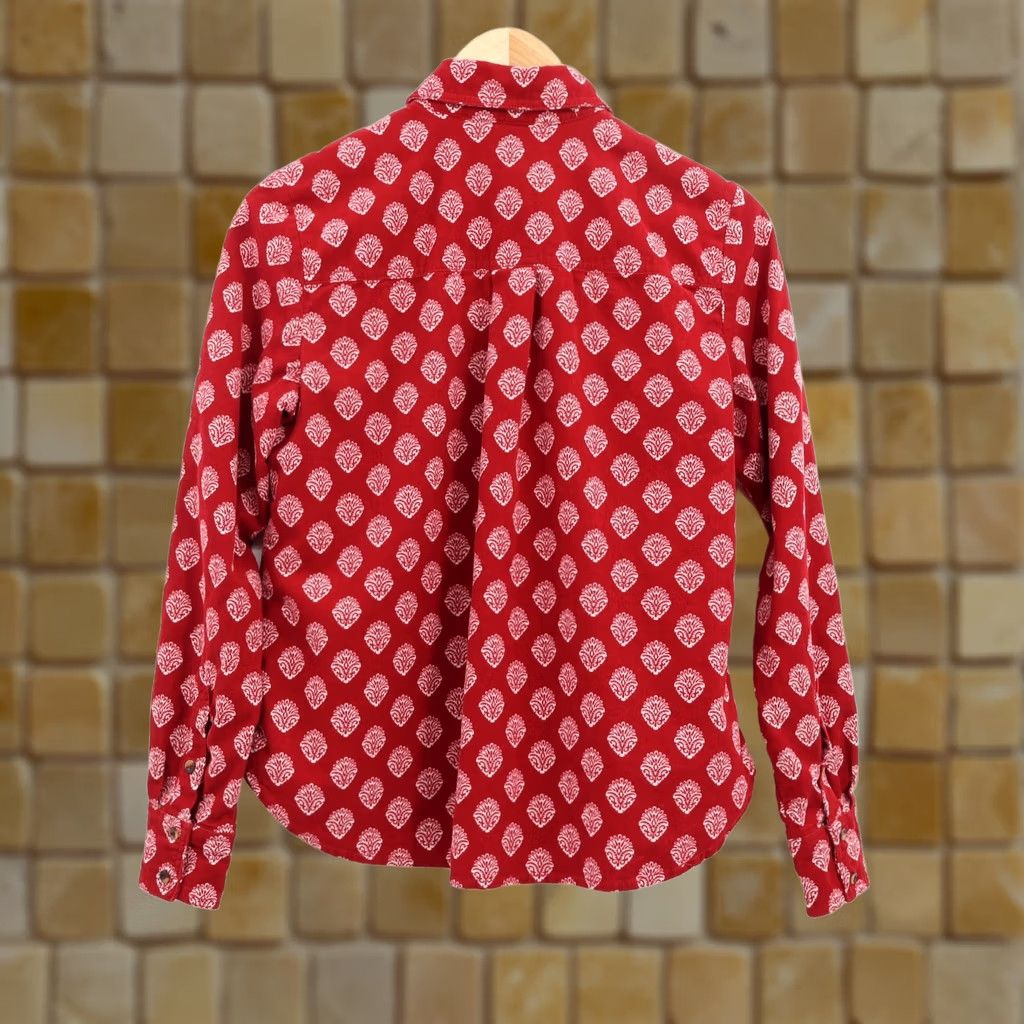 Boden Boden Shirt Women's Sienna Cord Shirt Rythmic Red Ornate Stamp Sz 6 Size M / US 6-8 / IT 42-44 - 1 Thumbnail