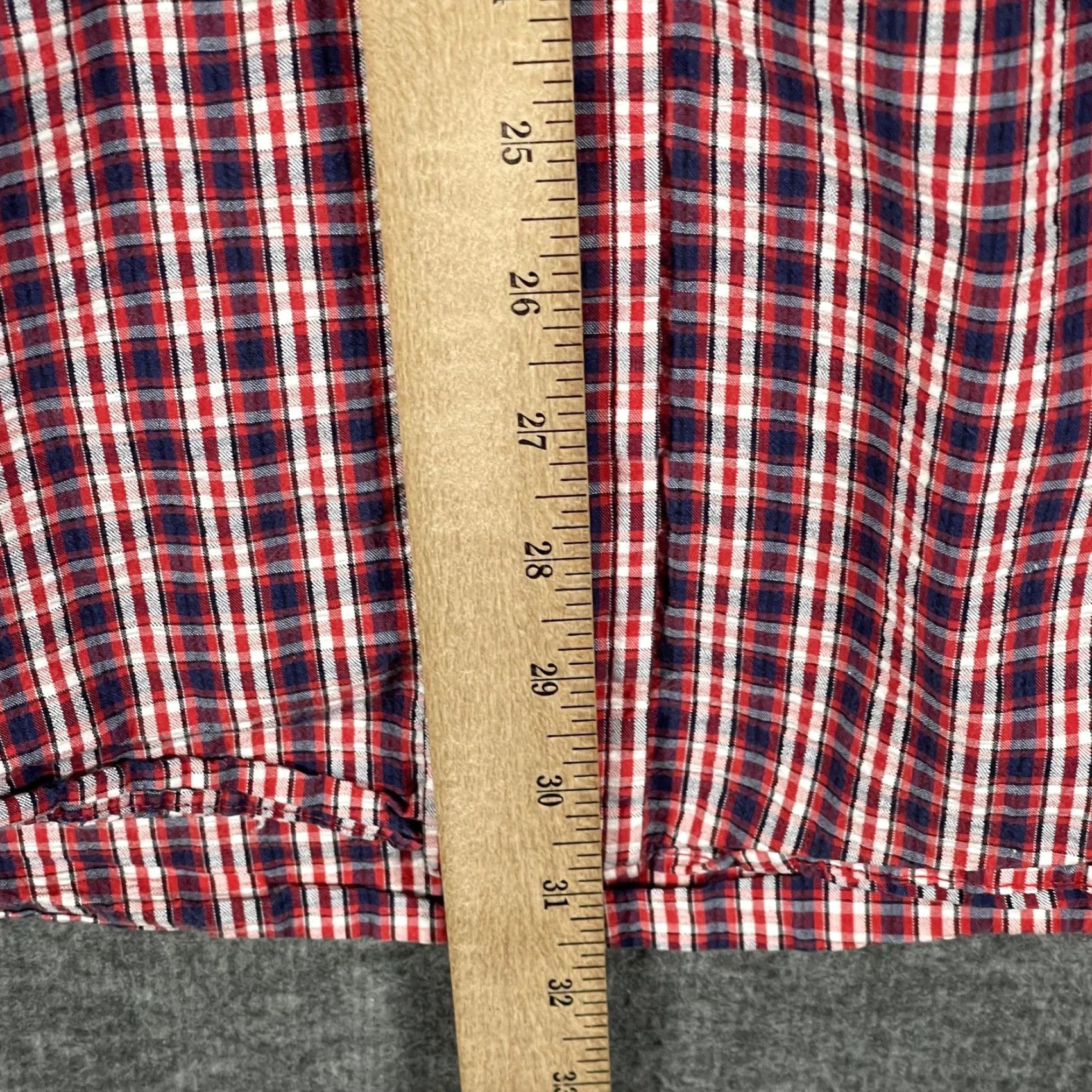 Tommy Hilfiger VINTAGE Tommy Hilfiger Shirt Mens XL Red Navy Plaid Button-Down Long Sleeve Crest Logo Size US XL / EU 56 / 4 - 7 Thumbnail