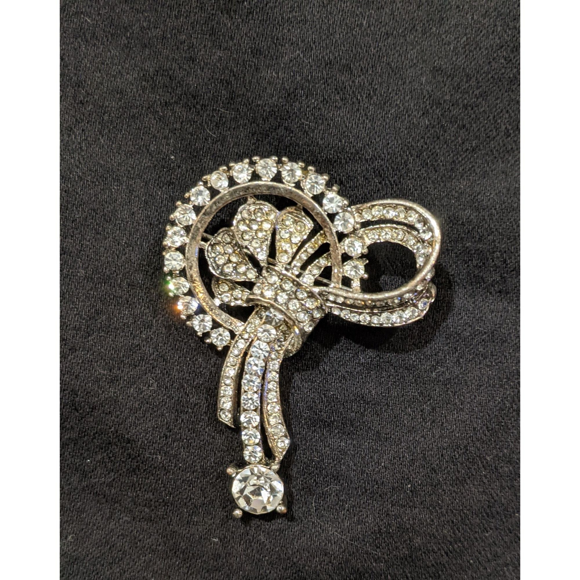 Other Vintage Art Deco Silver Tone Rhinestone Brooch Size ONE SIZE - 1 Thumbnail