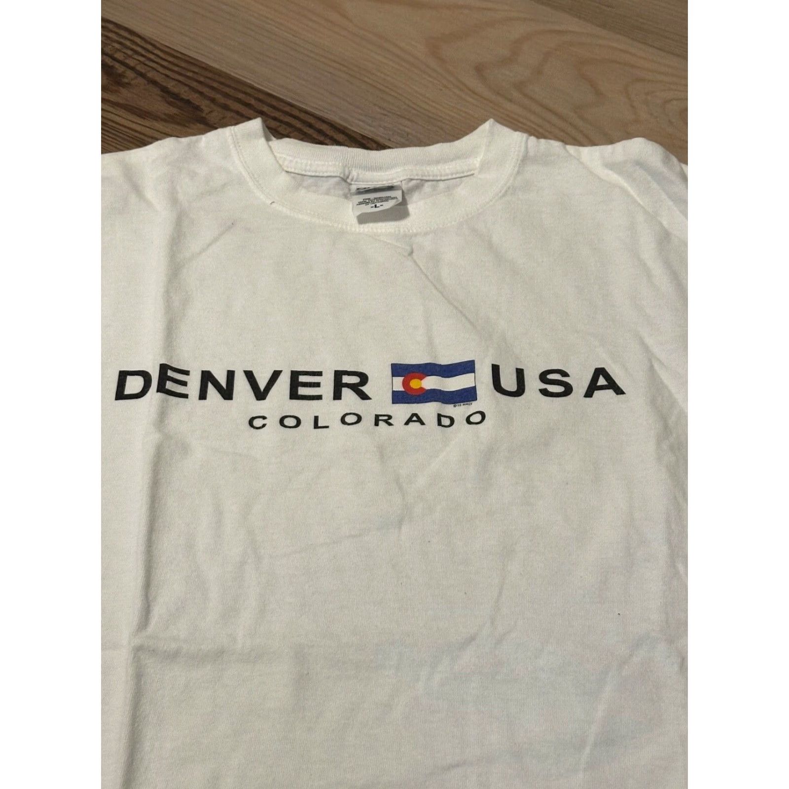 Anvil Anvil Denver USA Graphic Print T-Shirt Unisex Large White Cotton Jersey Size US L / EU 52-54 / 3 - 2 Thumbnail