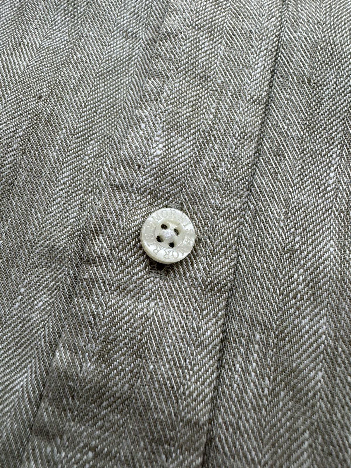 Morris MORRIS Pure Linen Shirt Herringbone Button Up Long Sleeve Size US L / EU 52-54 / 3 - 5 Thumbnail