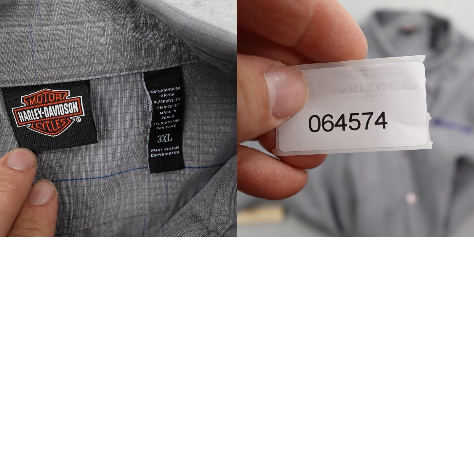 Harley Davidson Harley-Davidson Shirt Mens 3XL Gray Plaid Motorcycles Biker Button Up Mechanic Size US XXL / EU 58 / 5 - 8 Thumbnail