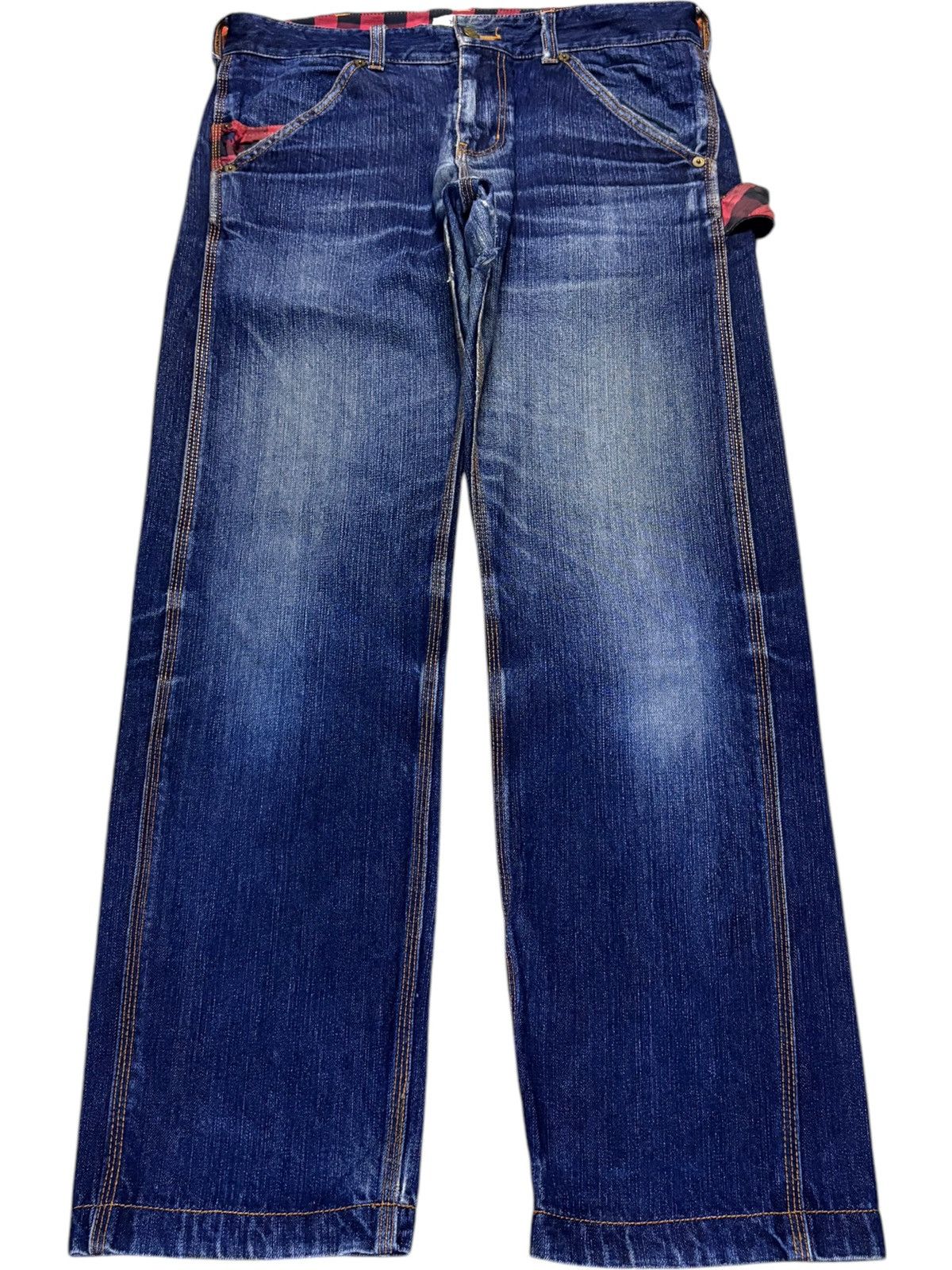 Tommy Hilfiger × Tommy Jeans Vintage Tommy Blue Wash Carpenter Distressed Loose Jeans Size US 32 / EU 48 - 1 Thumbnail