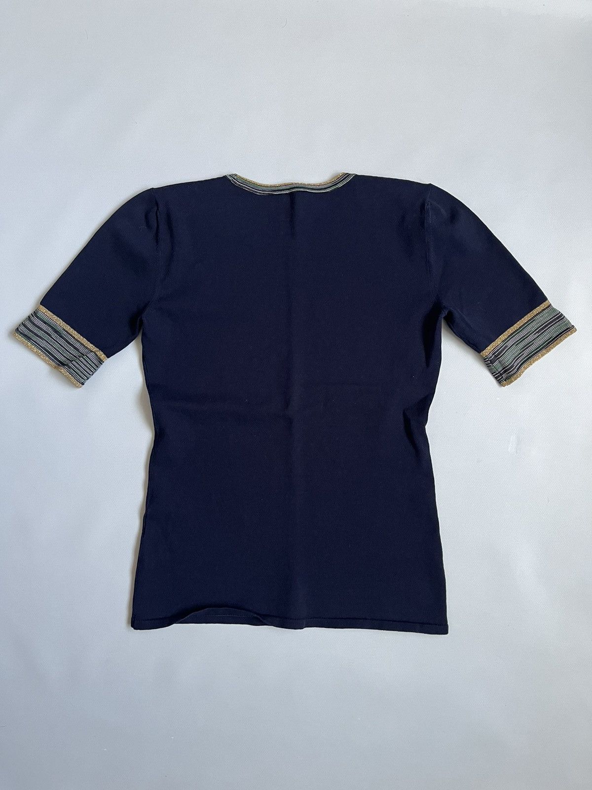Missoni Missoni Women Blue & Gold Slim Short Sleeve T-shirt Size M / US 6-8 / IT 42-44 - 8 Thumbnail