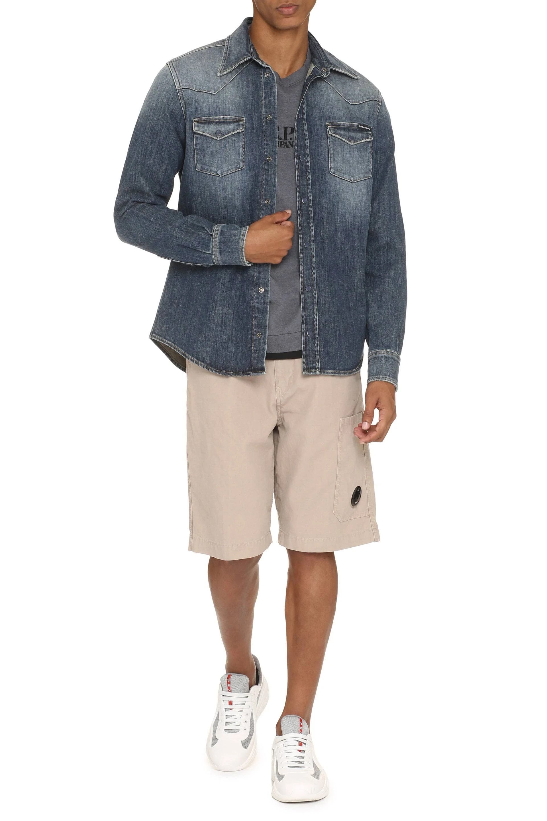 Dolce & Gabbana o1s22i1n0924 Denim Stretch Shirt in Blue Size US S / EU 44-46 / 1 - 4 Thumbnail