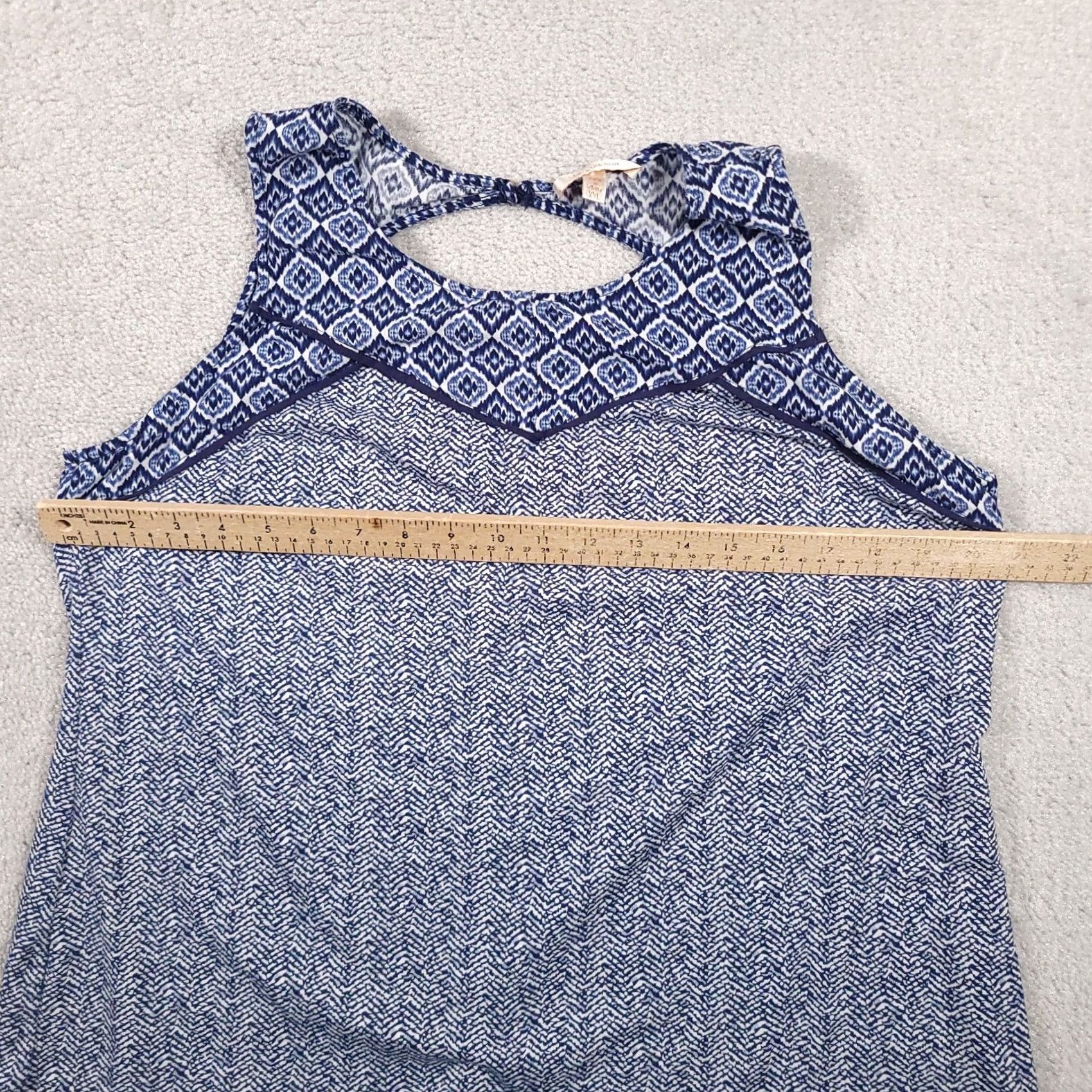 Vintage Skies are Blue Shirt Women's 2XL Blue Boho Artsy Sleeveless Peasant Blouse Size XXL / US 16-18 / IT 52-54 - 4 Thumbnail
