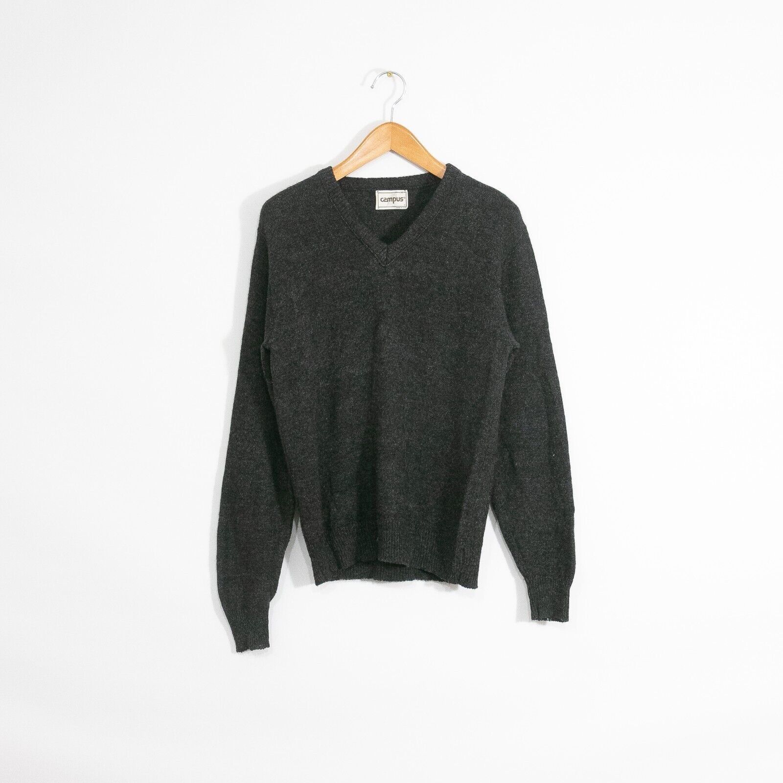 Vintage Vintage 70s Campus Wool V Neck Sweater Medium - Gray Preppy Size US M / EU 48-50 / 2 - 1 Thumbnail