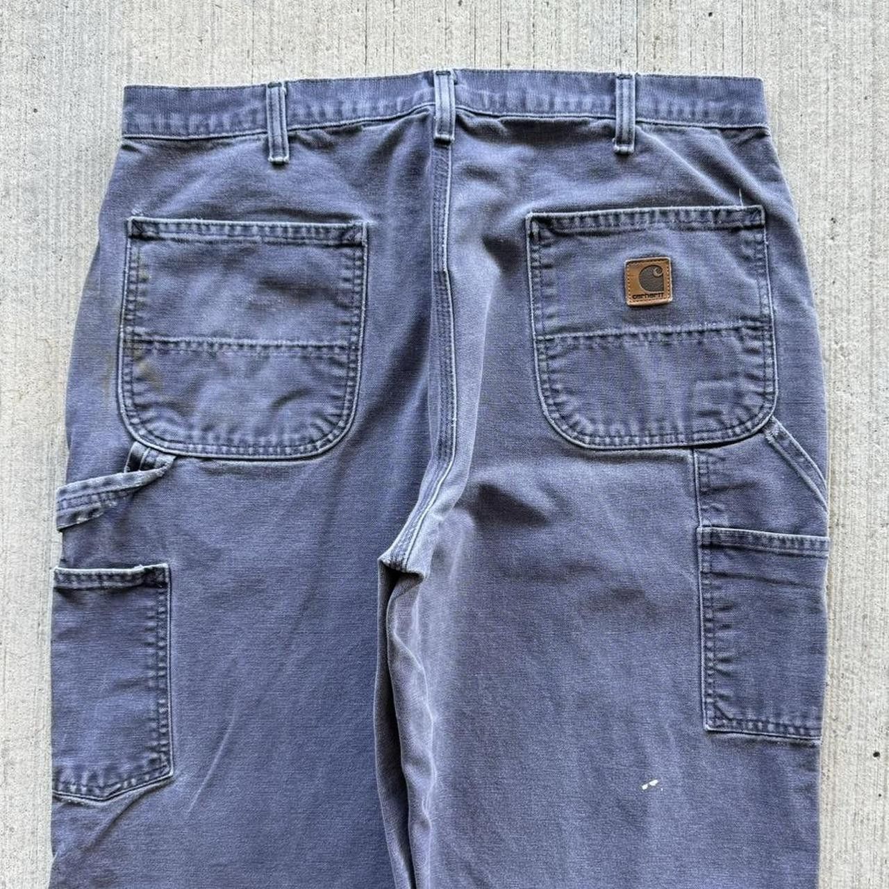 Carhartt Vintage 90s Canvas Carhartt Blue/Grey Distressed Pants Size US 34 / EU 50 - 3 Thumbnail