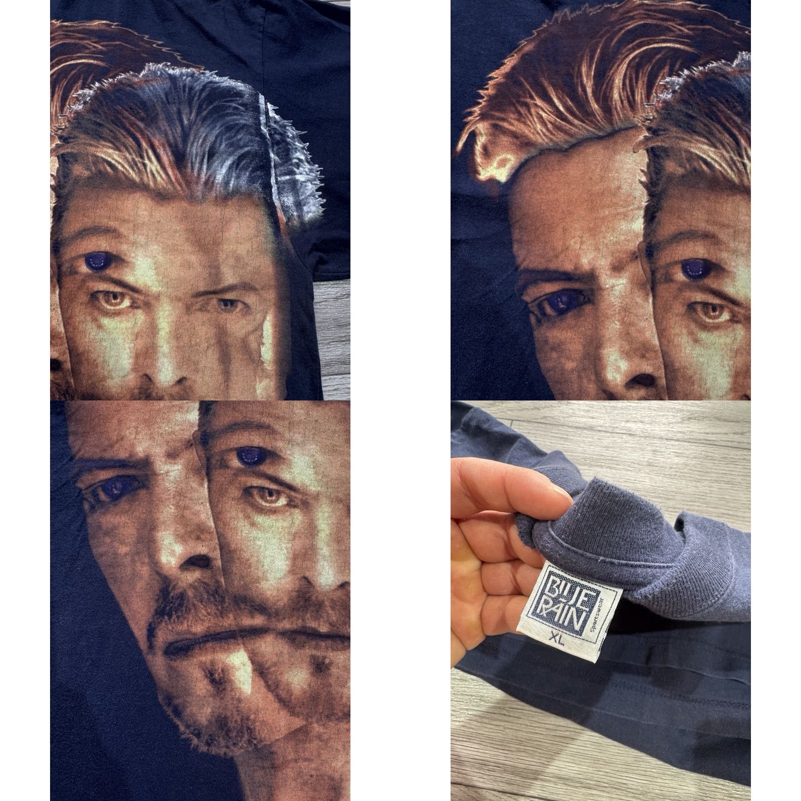 Vintage David Bowie Navy Shirt Mens XL Blue Rain 1995 Concert T Shirt Size US XL / EU 56 / 4 - 9 Thumbnail
