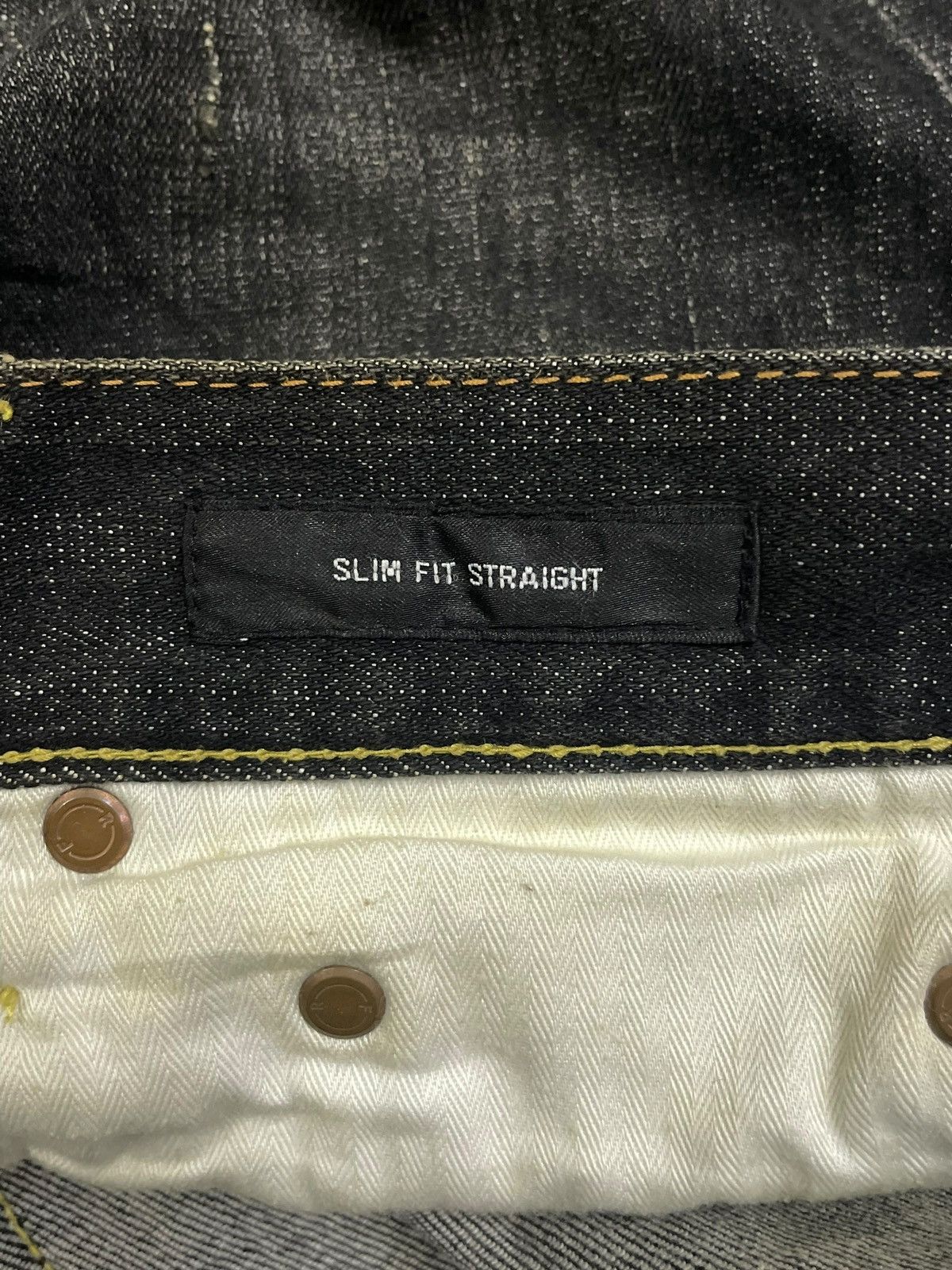 Jun Takahashi Uniqlo Stretchable Slim Straight Denim Mud Wash Ripped Jeans Size 29" - 13 Thumbnail