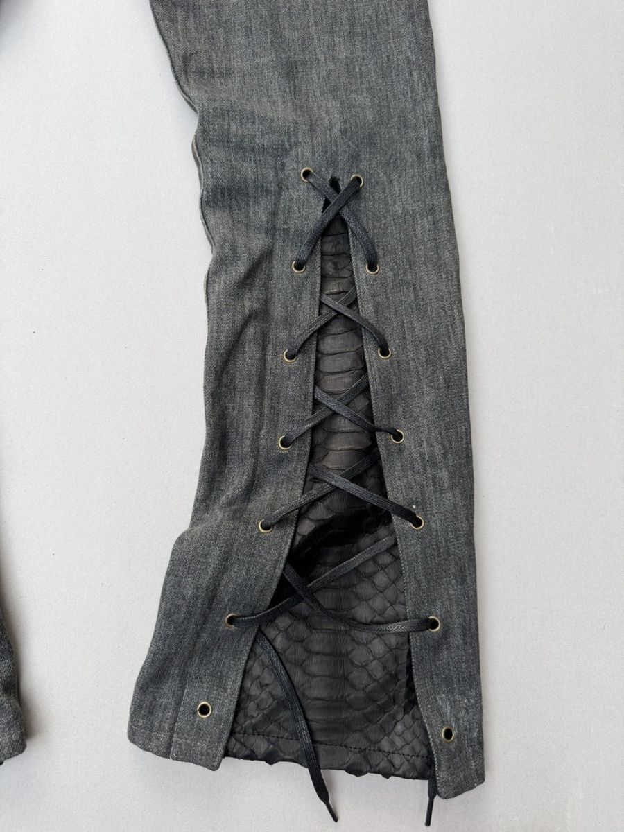 Japanese Brand Green lace up flare jeans Size US 29 - 6 Thumbnail