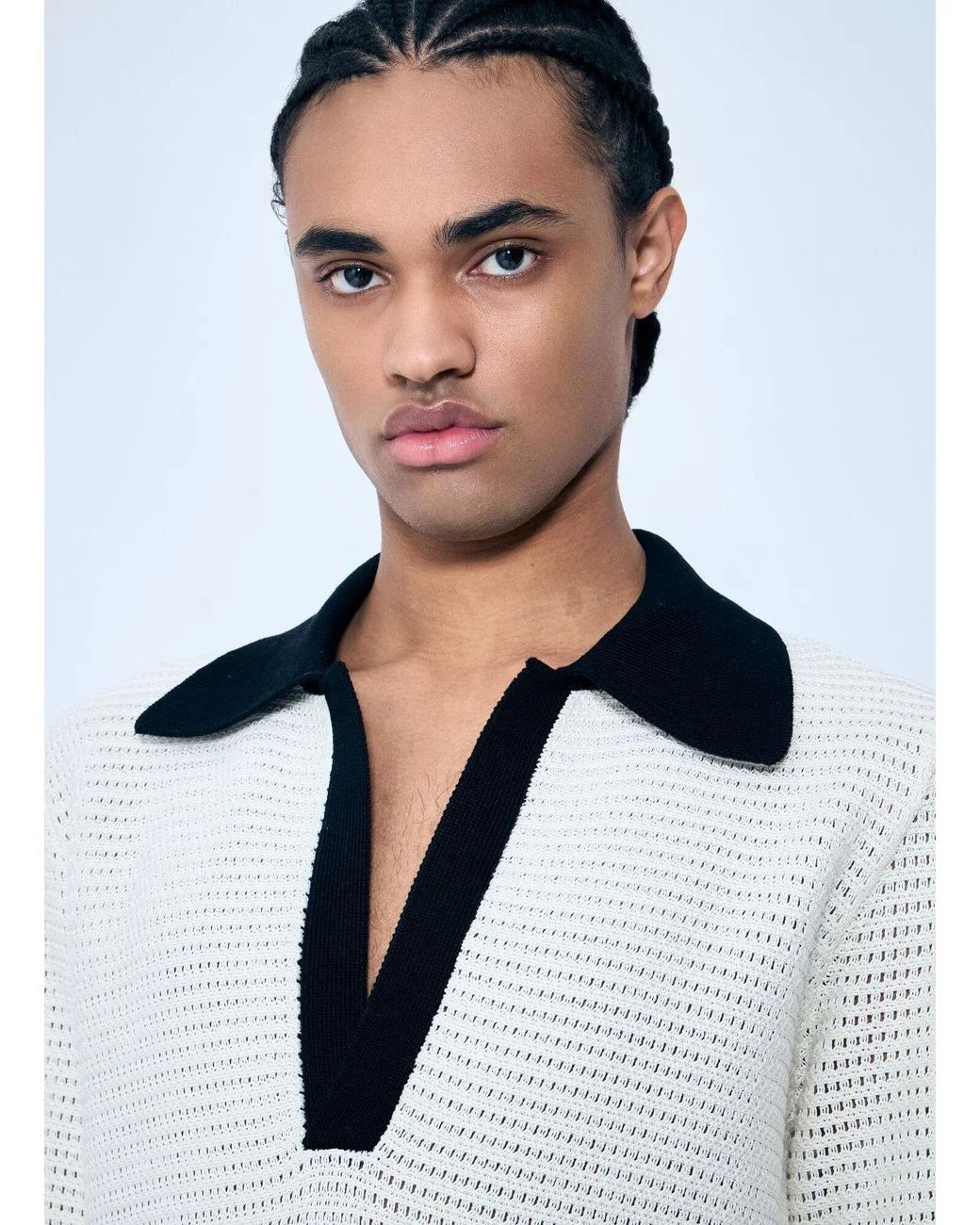Jil Sander o1loc1c0426 Open Knit Polo Shirtin White/Black Size US S / EU 44-46 / 1 - 4 Thumbnail