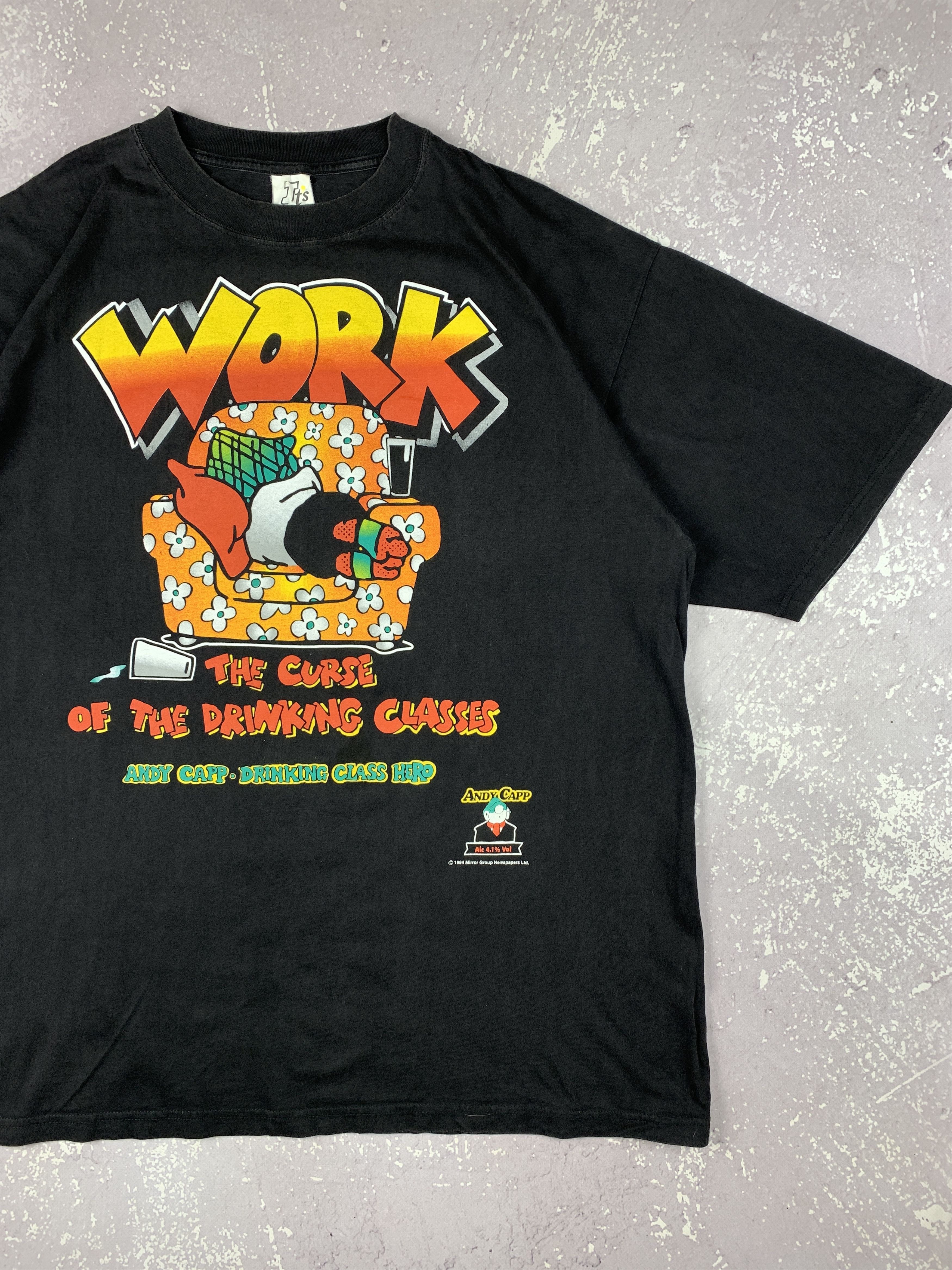Vintage 1994 Vintage Andy Capp Drinking Class Hero Alcohol T Shirt Size US XL / EU 56 / 4 - 2 Thumbnail