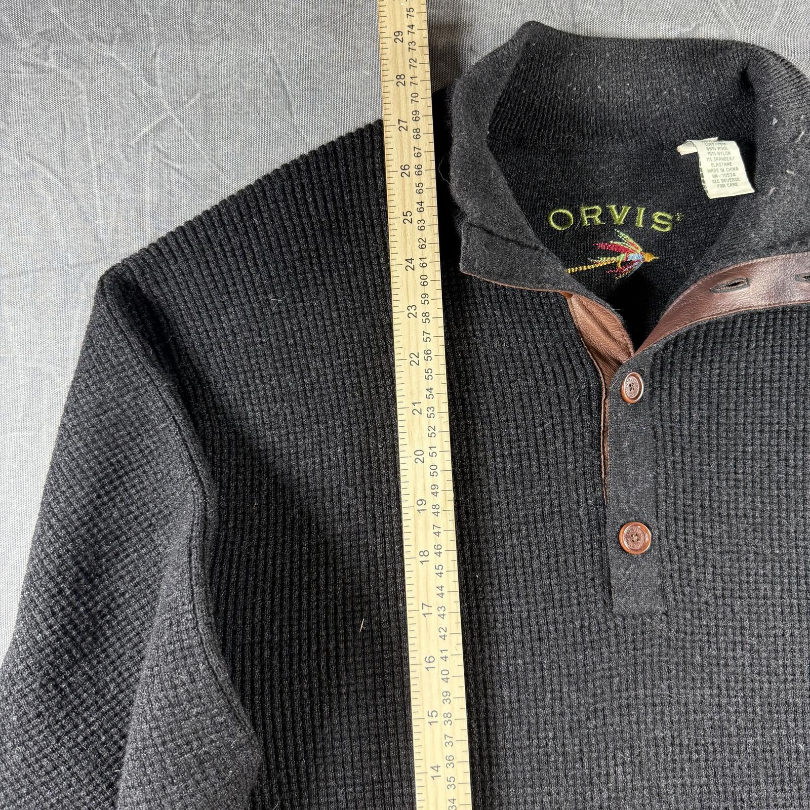 Orvis Orvis Sweater Men's L Black 100% Wool Quarter Button Size US L / EU 52-54 / 3 - 3 Thumbnail