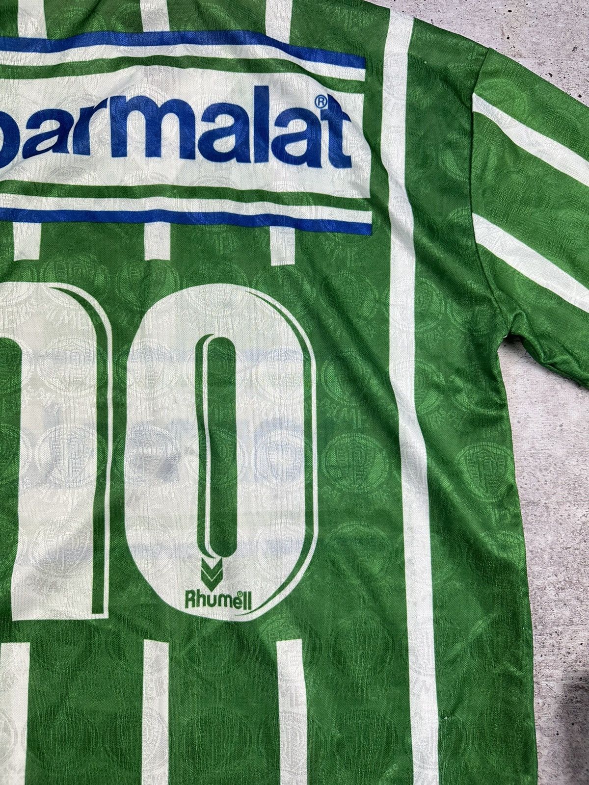 Vintage 1993/94 Rhumell Palmeiras #10 Match Worn Home Jersey Size US L / EU 52-54 / 3 - 23 Thumbnail