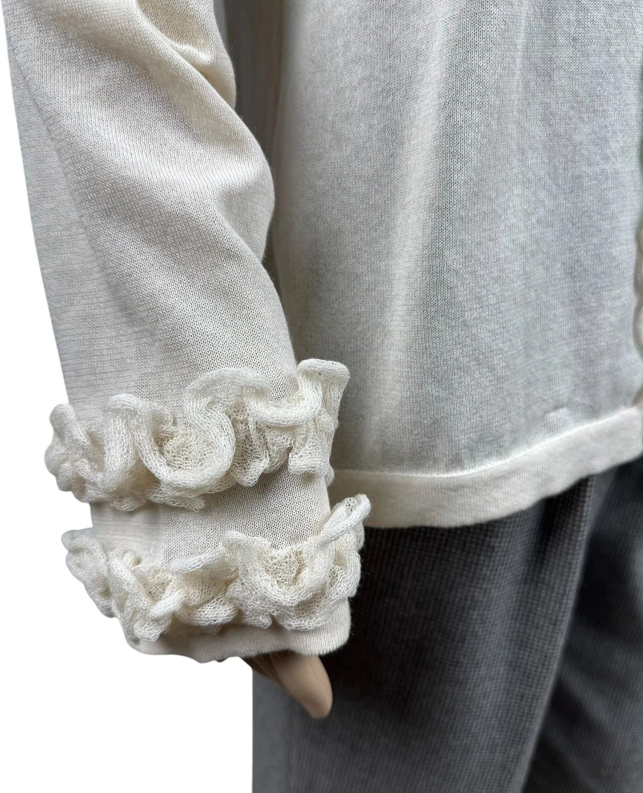Wolford Wolford Ruffle Cardigan Cream Cotton Polyamide size M Size M / US 6-8 / IT 42-44 - 5 Thumbnail