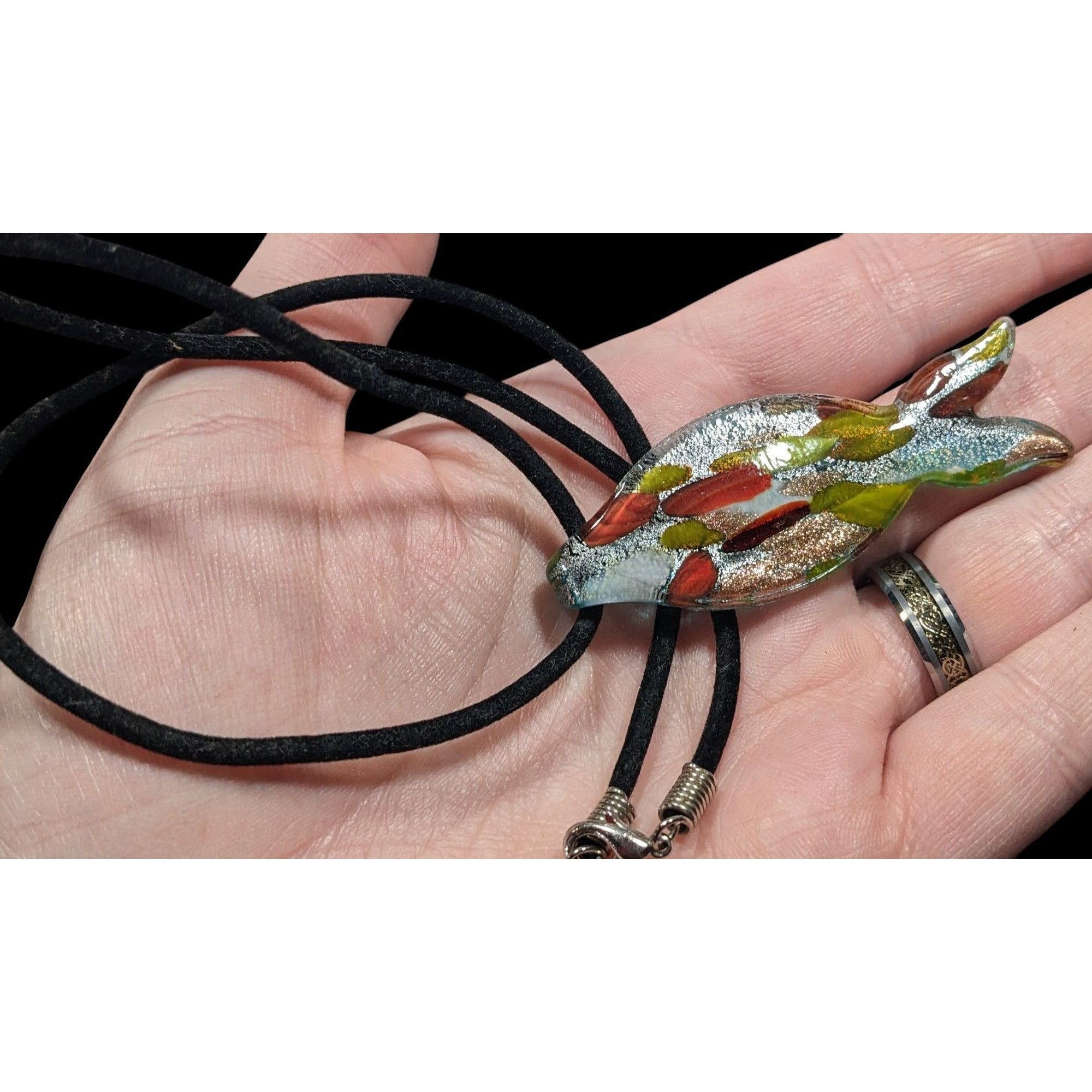 Other Lampwork Glass Metallic Fish Pendant Necklace Size ONE SIZE - 5 Thumbnail