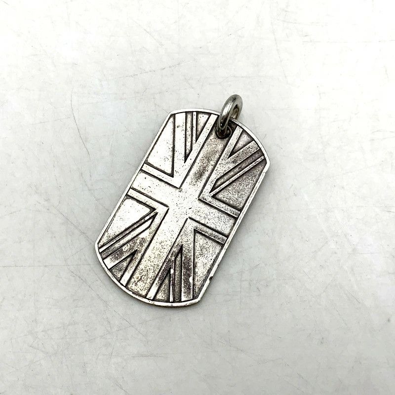 Pre-owned Chrome Hearts No Tariffs!  Union Jack Dog Tag Pendant In Silver