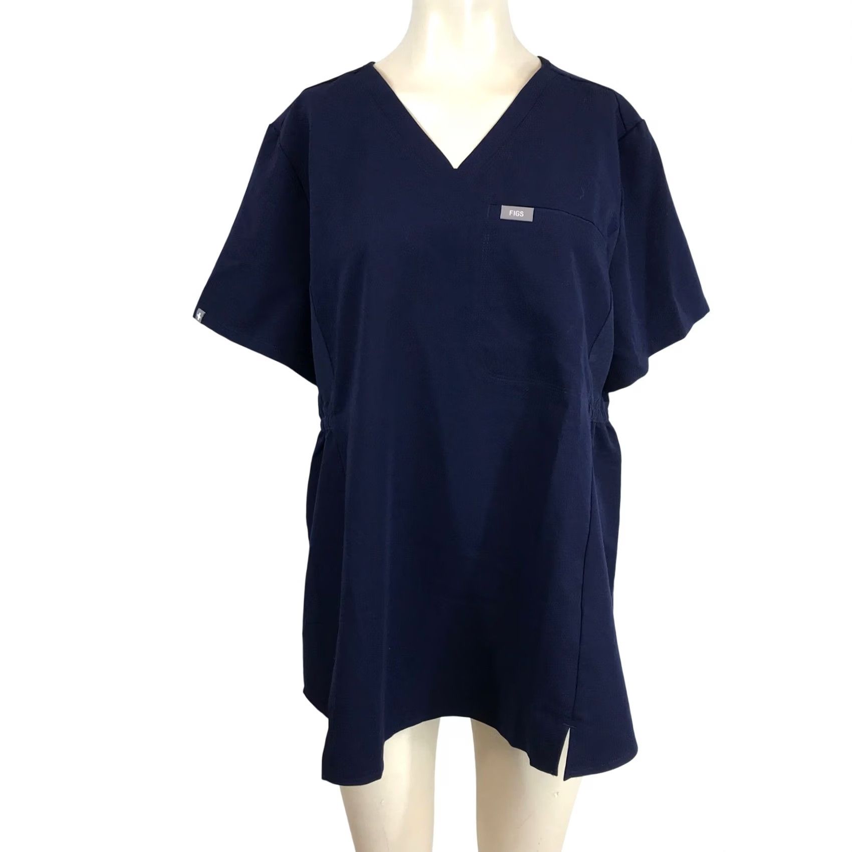 Vintage FIGS Technical Collection V-Neck Scrub Top Navy Blue XL Short Sleeve Pocket Womens Size US XL / EU 56 / 4 - 2 Thumbnail
