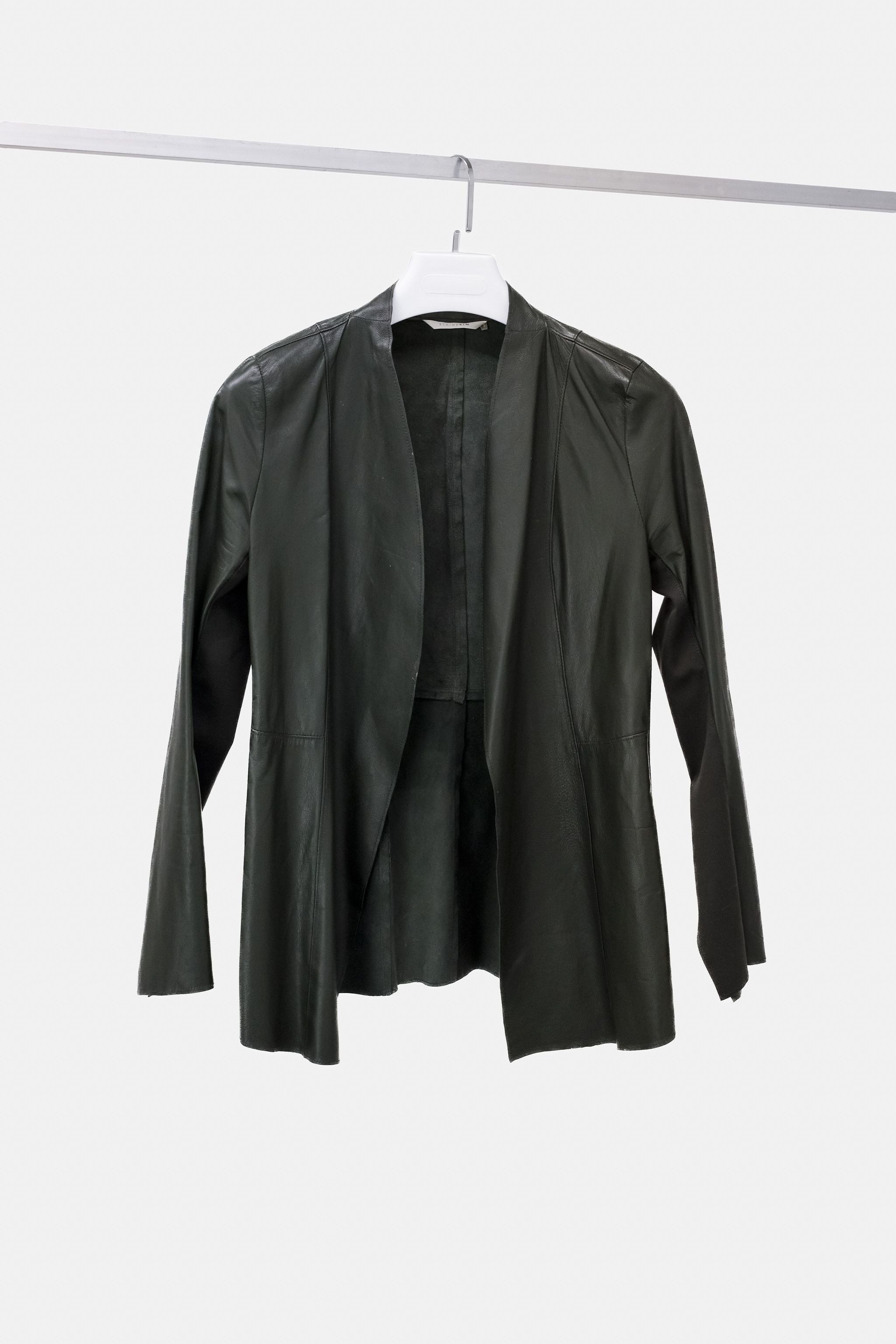 Elaine Kim Olive Green Leather Jacket