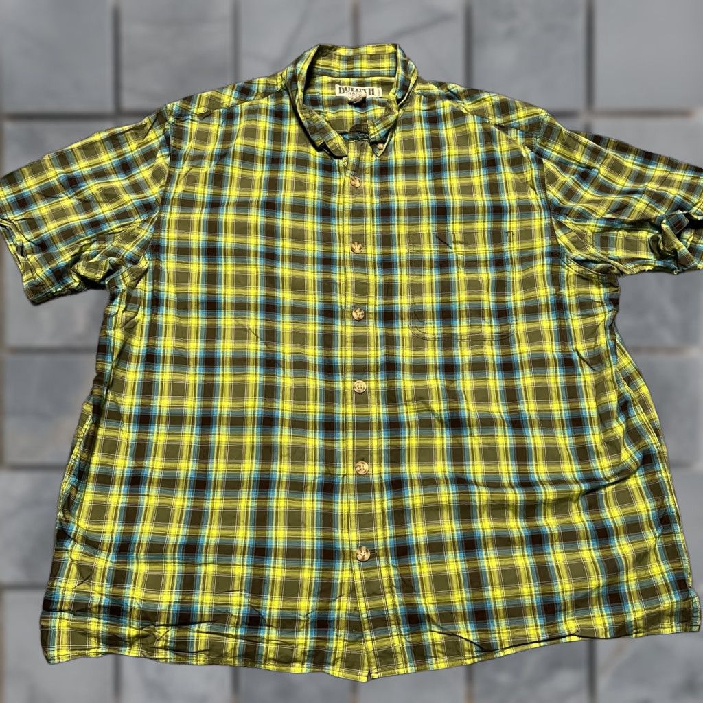 Duluth Trading Company Duluth Trading Shirt Mens XL Trail Hiking BBQ Relaxed Fit Untucked Plaid Green Shirt XL Mens Green Size US XL / EU 56 / 4 - 1 Thumbnail