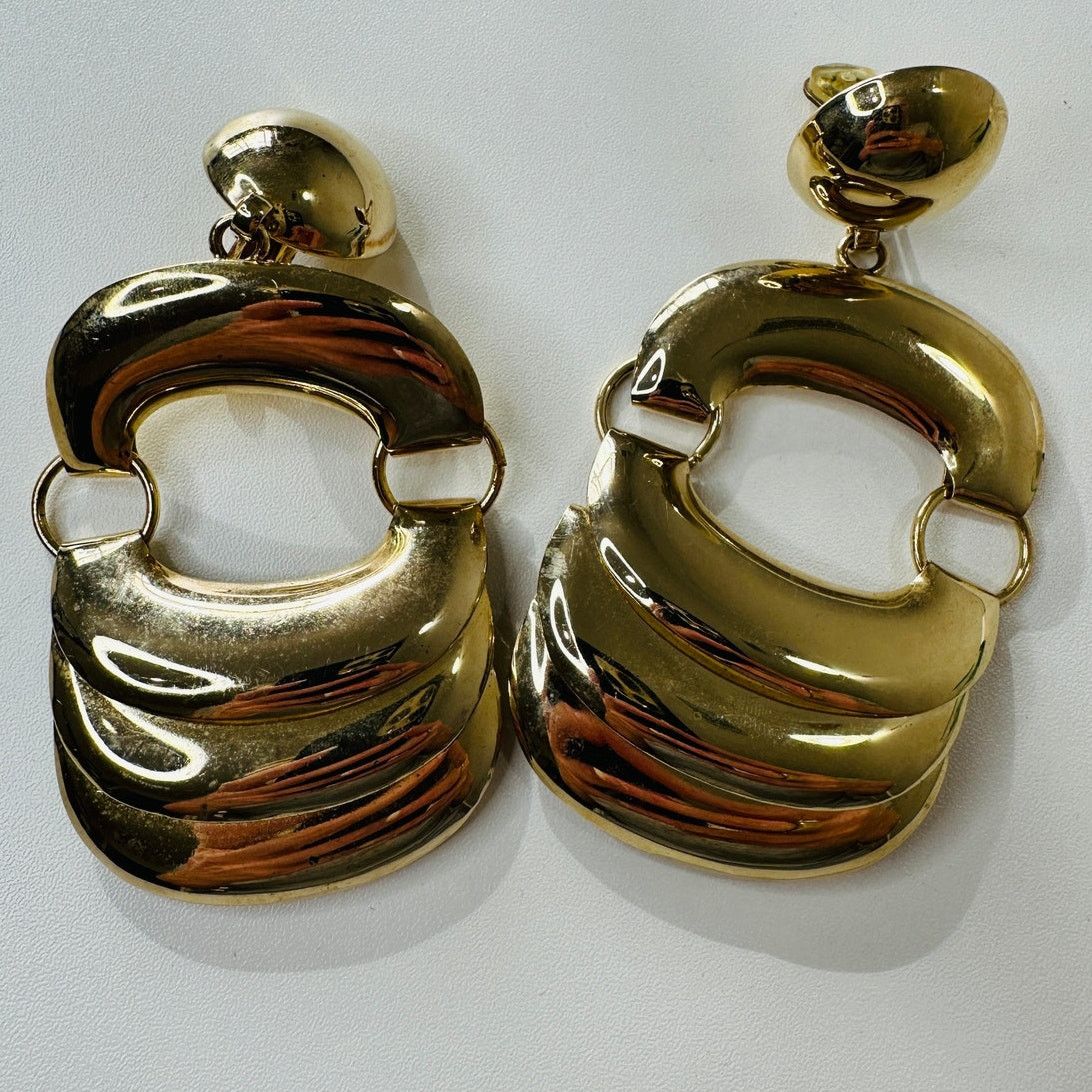 Other Vintage 80's Gold Chunky Dangle Clip-On Earrings Size ONE SIZE - 8 Thumbnail