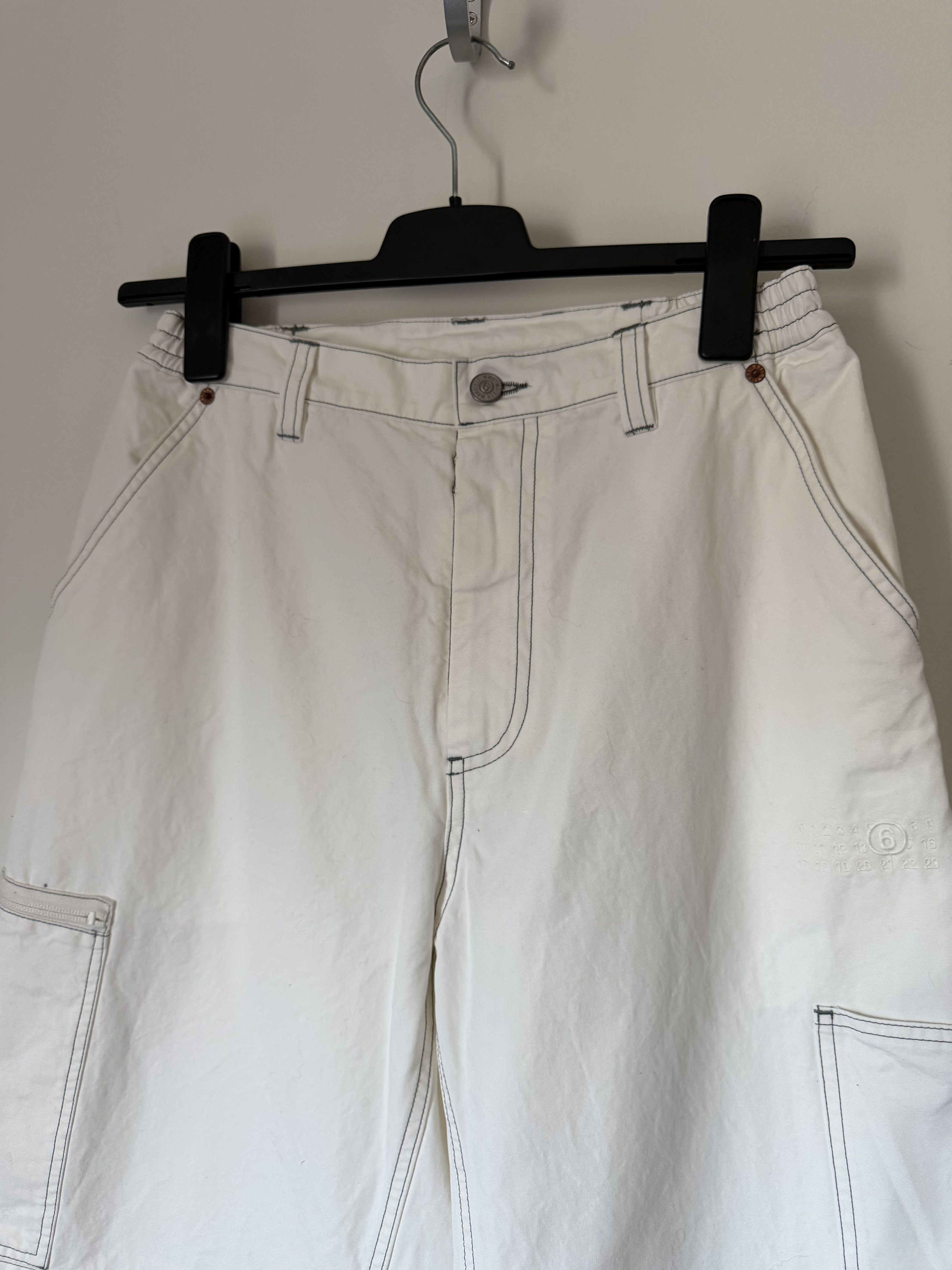 MM6 MM6 Maison Margiela Double Knee Cargo Pants in White Size US 30 / EU 46 - 2 Thumbnail
