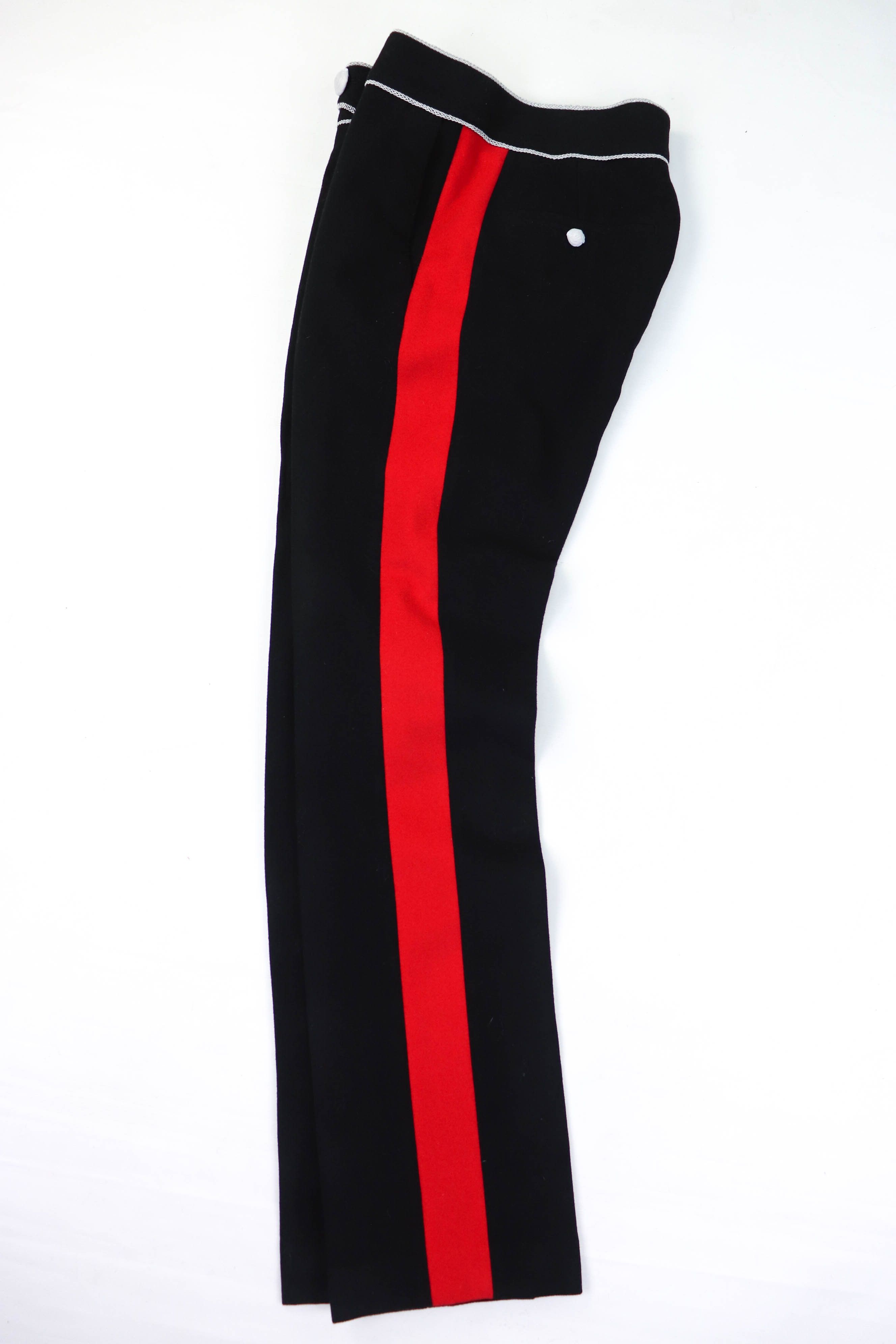 H&M × Paco Rabanne Rabanne x H&M Black Wool Side Red Stripe Trousers Pants Size US 30 / EU 46 - 4 Thumbnail
