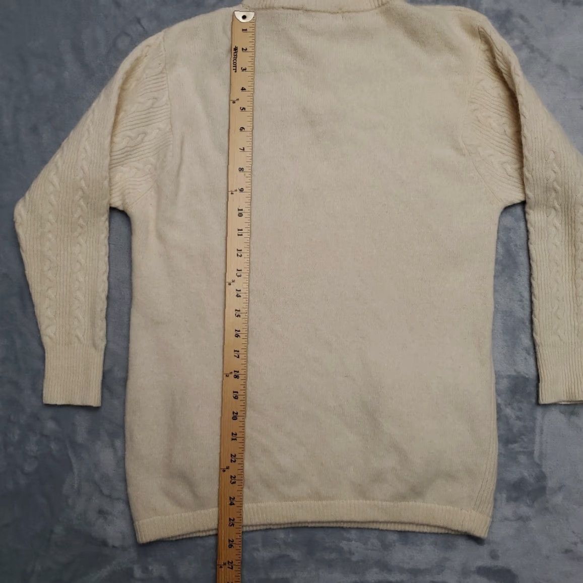 Vintage VINTAGE Maggie Sport Sweater Womens L Cream Angora Wool Blend Wool Angora Lambswool Knit Pullover 3/4 Sleeve High Neck Solid Casual Womens L Size L / US 10 / IT 46 - 7 Thumbnail