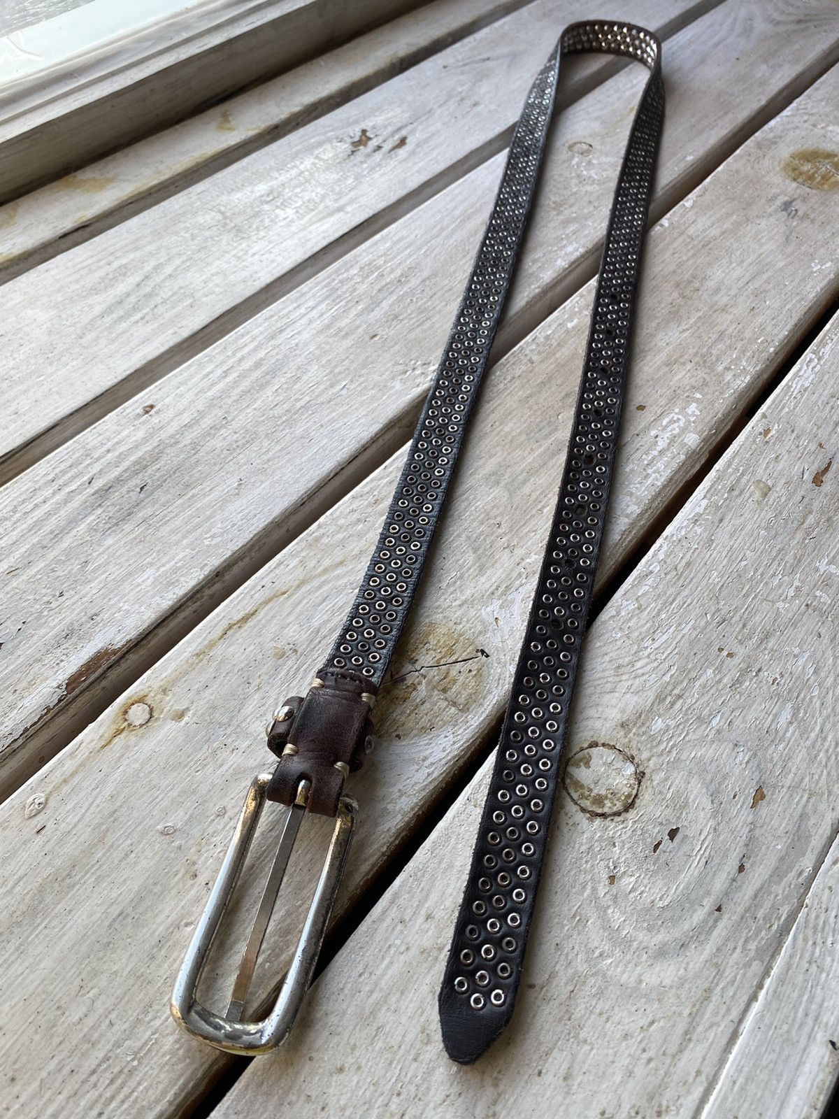 If Six Was Nine × Japanese Brand × Vintage Vintage Japanese Leather Punk Emo Rock Goth Y2K Drill belt Size ONE SIZE - 6 Thumbnail